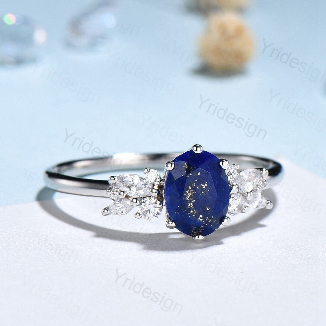 Vintage Lapis Lazuli Engagement Ring - 14K Gold Antique Style Wedding Band with Natural Blue Gemstone, Promise Ring for Women - Perfect for Romantic Proposals, Anniversaries & Special Occasions