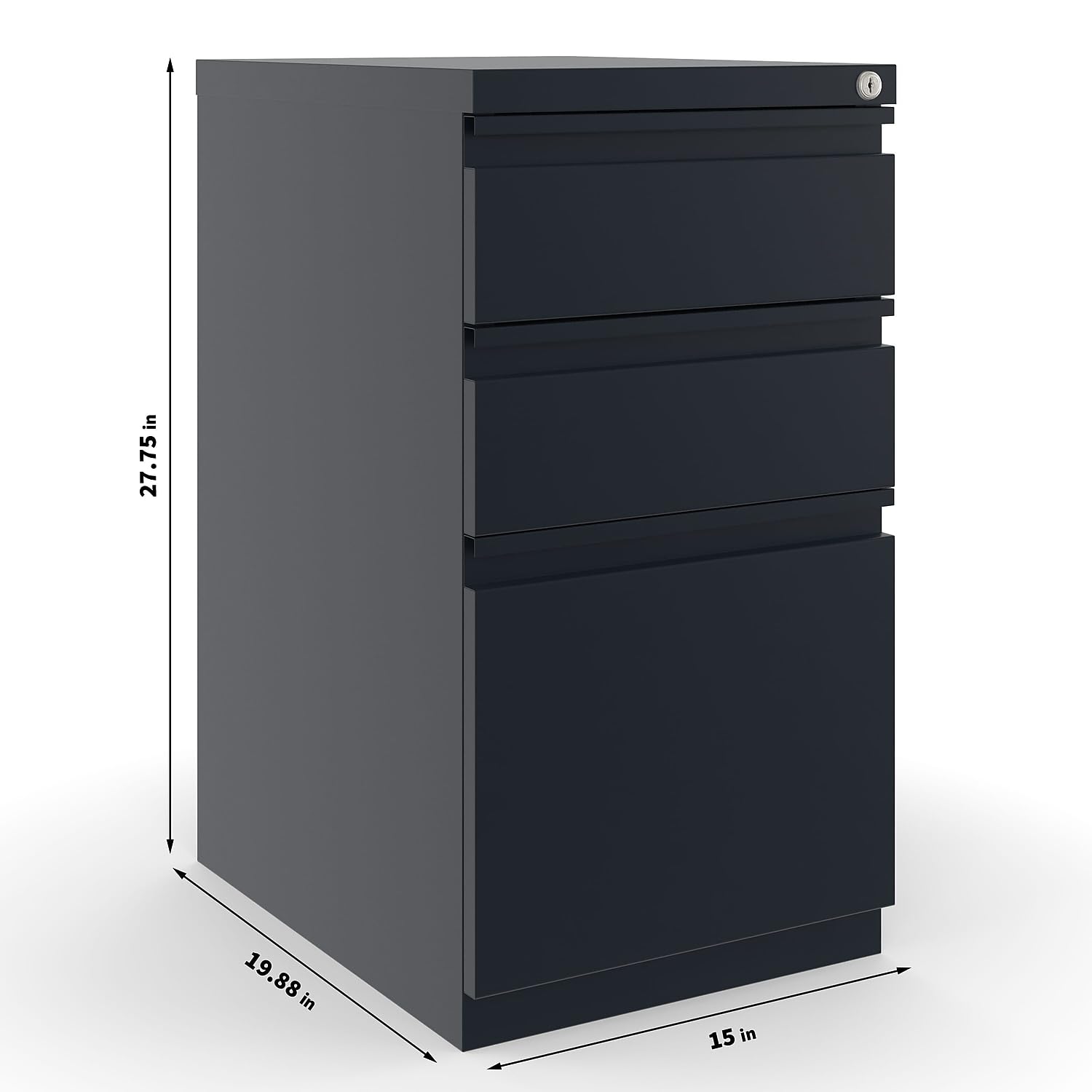 STAPLES 3-Drawer Mobile File Cabinet with Locking Wheels - Organize Office Documents & Supplies - Perfect for Home Office, Small Business & Workspace Storage