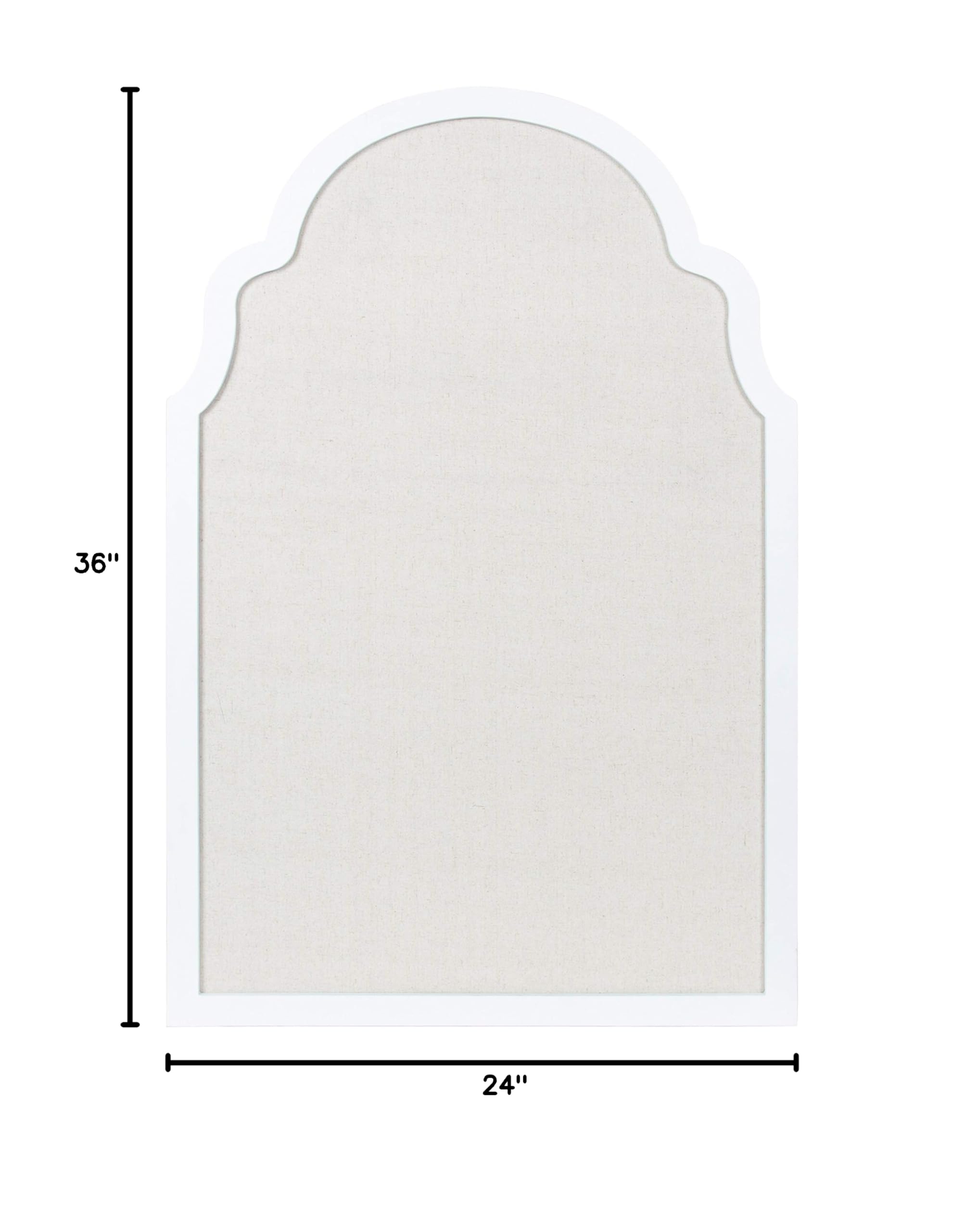 Kate & Laurel Holbrook Farmhouse Framed Fabric Pinboard - 24x36 Inch White Decorative Bulletin Board for Wall | Perfect for Home Office, Dorm Room & Kitchen Organization
