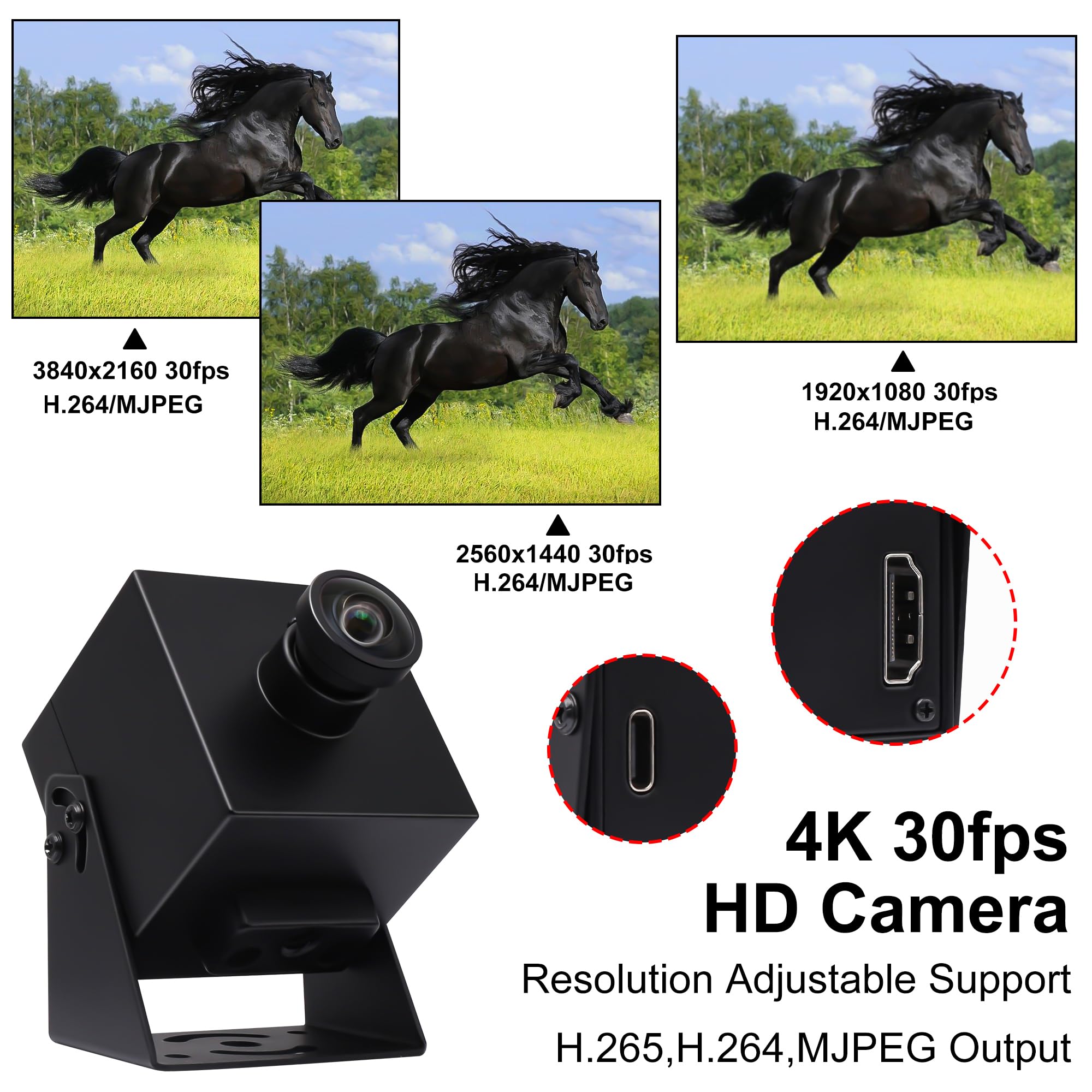 SVPRO 4K Webcam with USB & HDMI Dual Output - 8MP Ultra HD Streaming Camera for Computer, Monitor, Projector & TV | Wide Angle Lens, Distortion-Free | Supports H.265/H.264 | Ideal for Video Conferencing, Live Streaming & Home Security