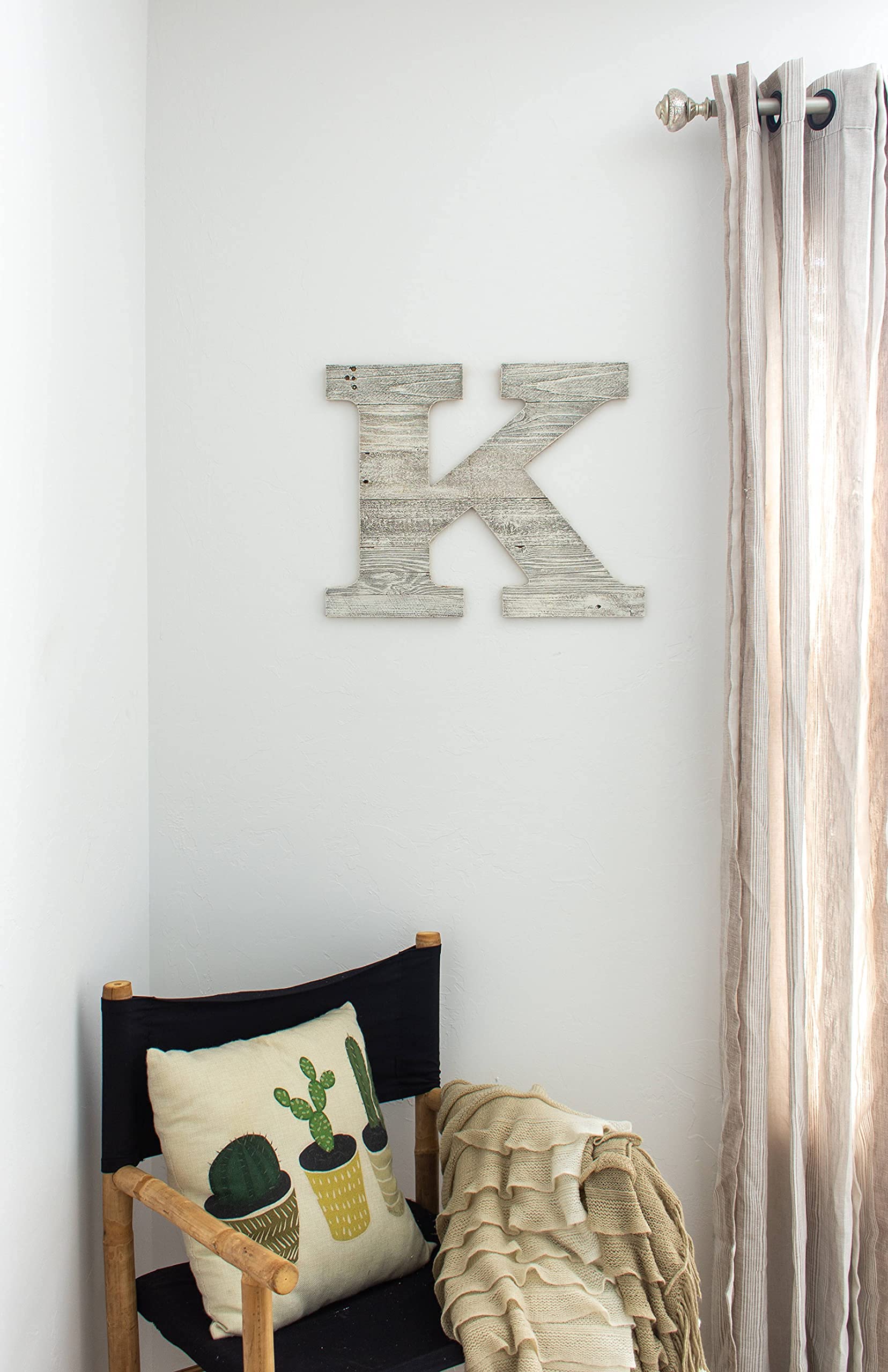 Distressed Rustic Wood Alphabet Letters for Wall Decor - Whitewashed Monogram Initials by BARNWOODUSA | Perfect for Farmhouse, Nursery & Wedding Decorations
