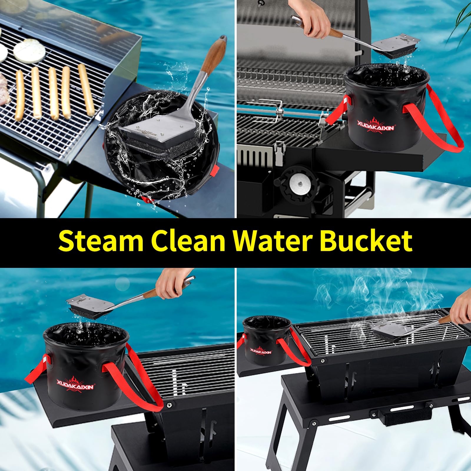 Collapsible Water Bucket for Grill Cleaning, Camping & Outdoor Activities - Portable Foldable Design for BBQ, Picnics, Hiking & Backyard Use (Bucket Only)