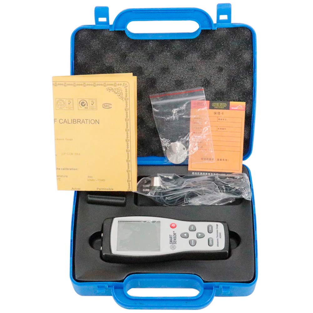 AS840 Digital Ultrasonic Thickness Gauge Tester Meter 1.2-225mm (0.05-8.86in) with 1000-9999m/s Velocity - Precision Metal, Plastic, Glass Thickness Measurement for Industrial, Marine, and Automotive Inspection