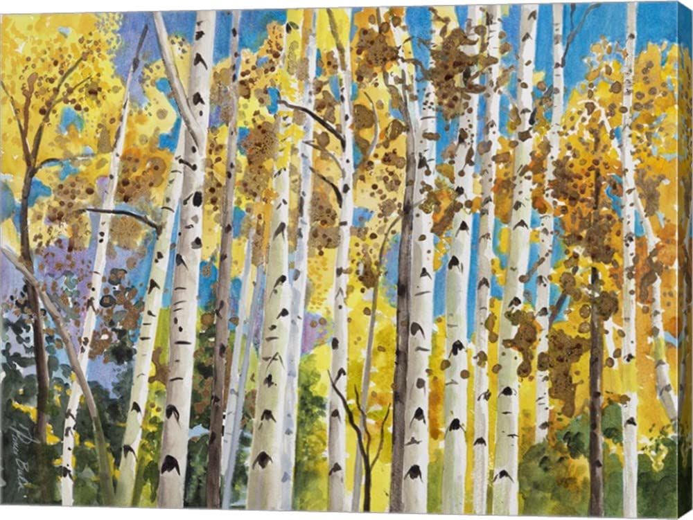 Aspen in Blue Sky by Tanis Bula - Stretched Canvas Wall Art, 24x18 Inches, Ready to Hang - Perfect for Living Room, Bedroom & Office Decor