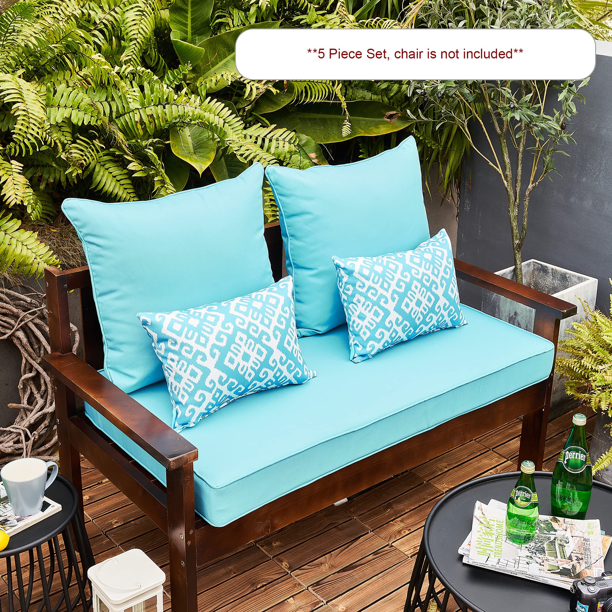 **ARTPLAN All-Weather Deep Seating Loveseat Cushions Set of 5 – Waterproof Outdoor Patio Furniture Cushions for Sofa, Chair, and Lounge – Perfect for Backyard, Deck, and Poolside Relaxation**