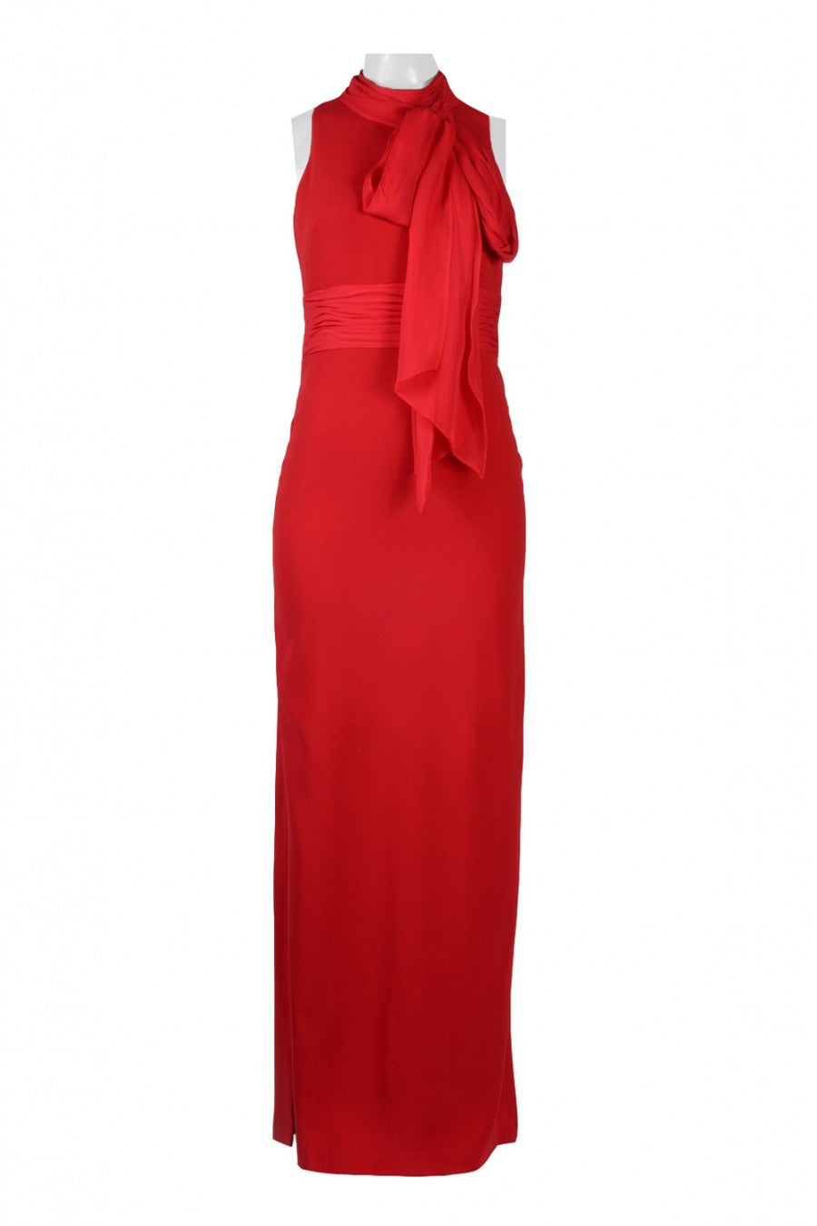 Aidan Mattox Chiffon High Neck Sleeveless Gown in Garnet Red - Elegant Evening Dress for Prom, Wedding & Formal Events