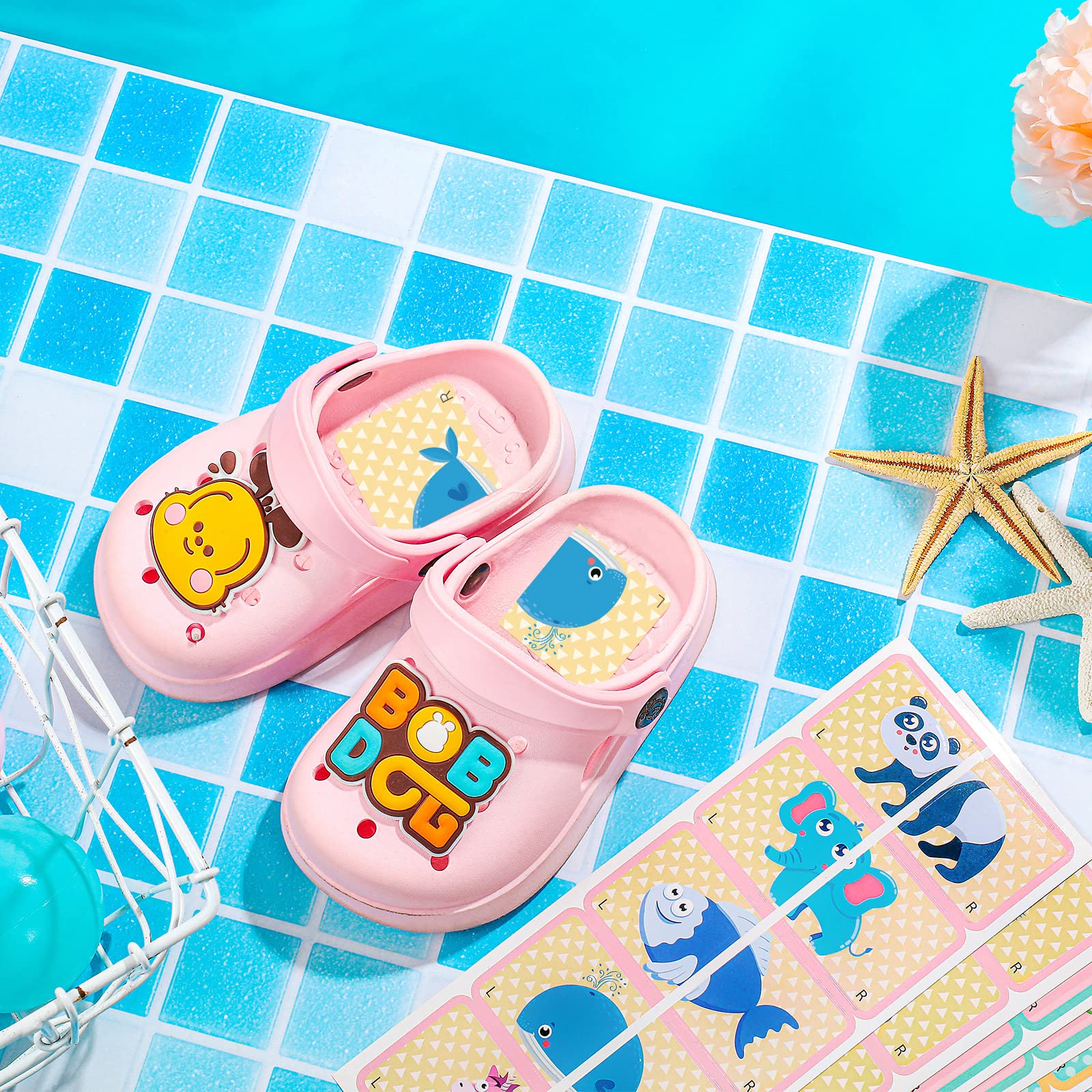 60 Pairs Cute Animal Shoe Stickers for Kids - Left & Right Foot Non-Slip Labels for Toddler & Children's Shoes - Fun Classroom, Daycare & Sports Organization Accessories