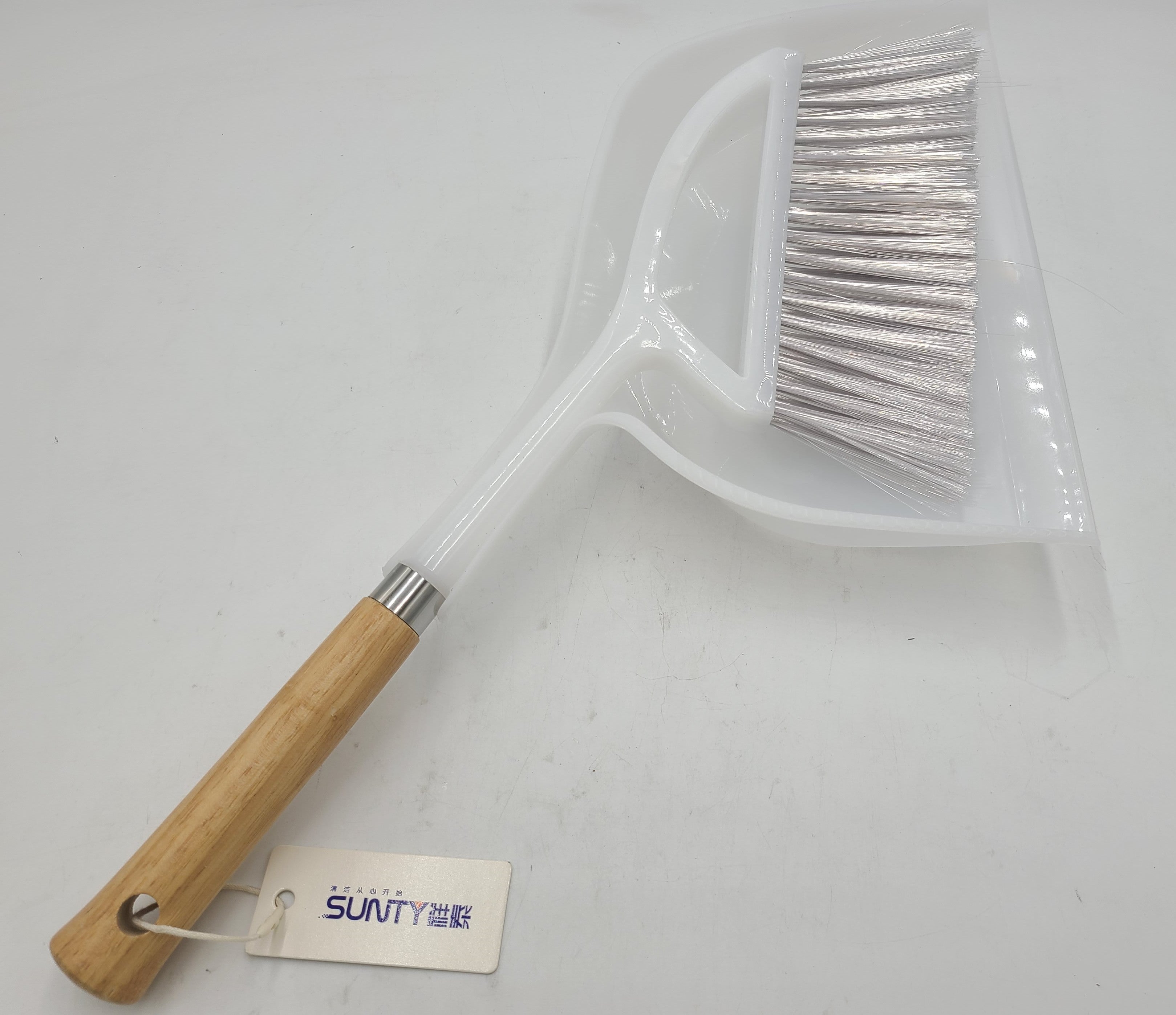 19x10 Inch Dust Pan and Broom Set with Long Handle - Heavy Duty Cleaning Kit for Home, Kitchen, Garage & Outdoor Use
