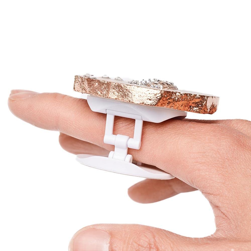 Premium White Agate Crystal Phone Grip Stand - Natural Druzy Quartz Healing Stone with Gold Trim for iPhone & Android Smartphones | Perfect for Home, Office & Travel Use
