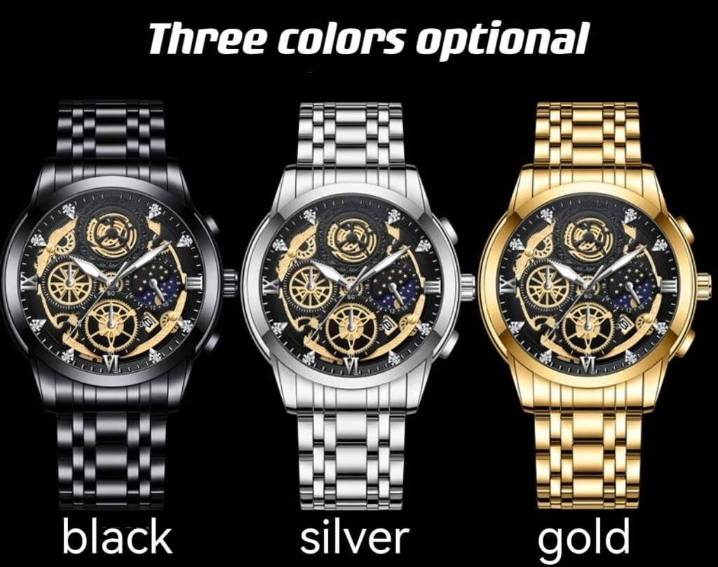 Men's Stainless Steel Waterproof Watch - Analog Quartz Wristwatch with Date Display for Casual & Business | Durable Fashion Watch for Men | Perfect for Office, Travel & Everyday Wear