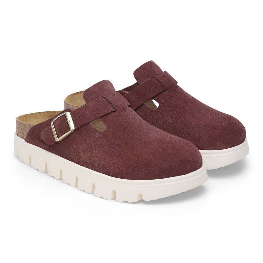 Chunky Suede Leather Loafers for Women - Boston Narrow Fit Slip-On Shoes for Casual Wear & Office Outfits