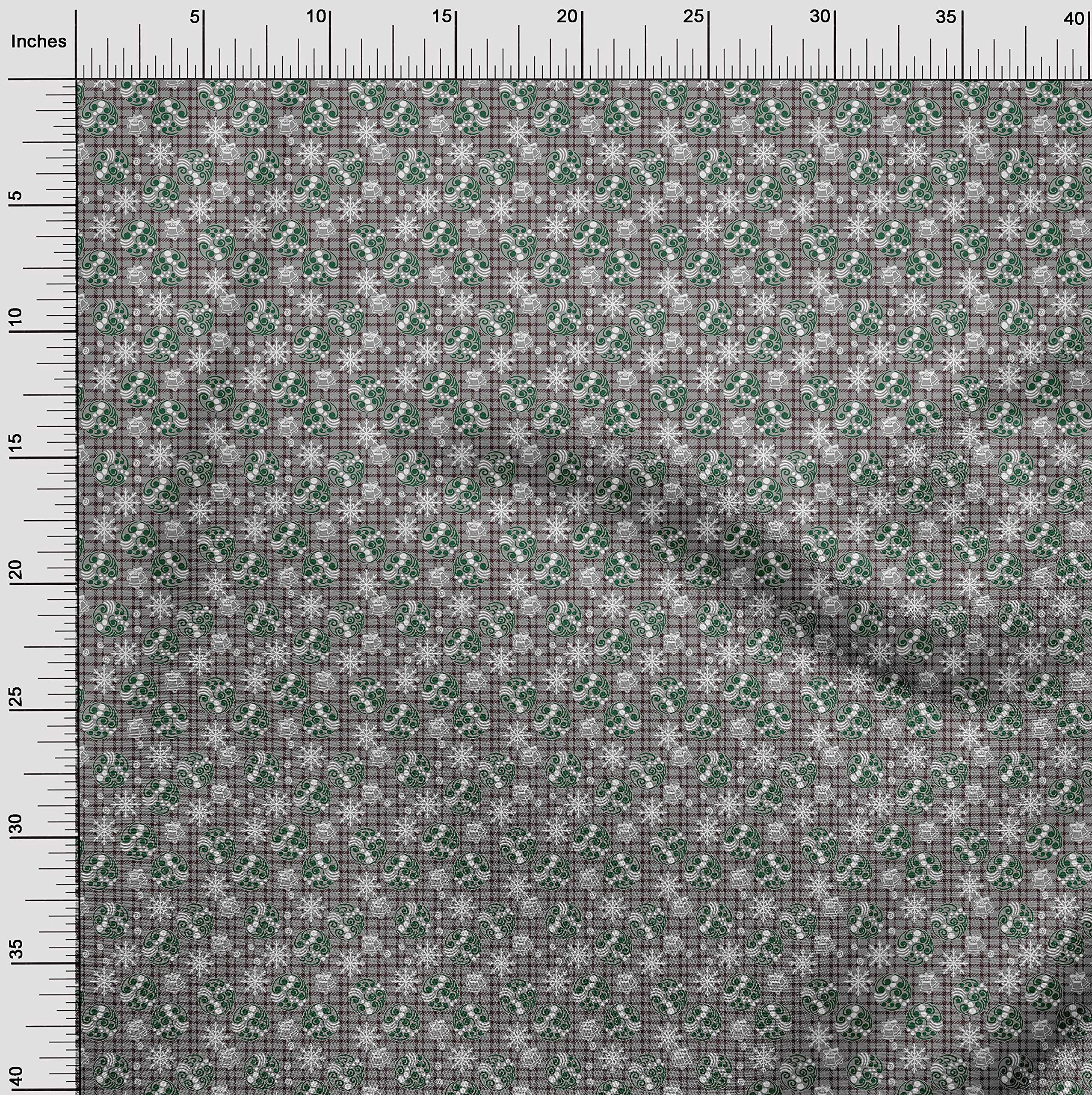 oneOone Rayon Gray Christmas Fabric - 56 Inch Wide Printed DIY Sewing Material for Clothing, Quilting & Holiday Decor | Premium by The Yard