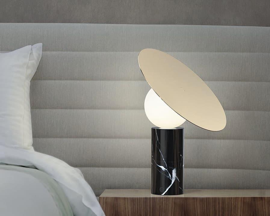 Modern Bola Disc Table Lamp - Minimalist LED Nightstand Light for Bedroom, Living Room & Office - Stylish Home Decor Lighting for Relaxation & Reading