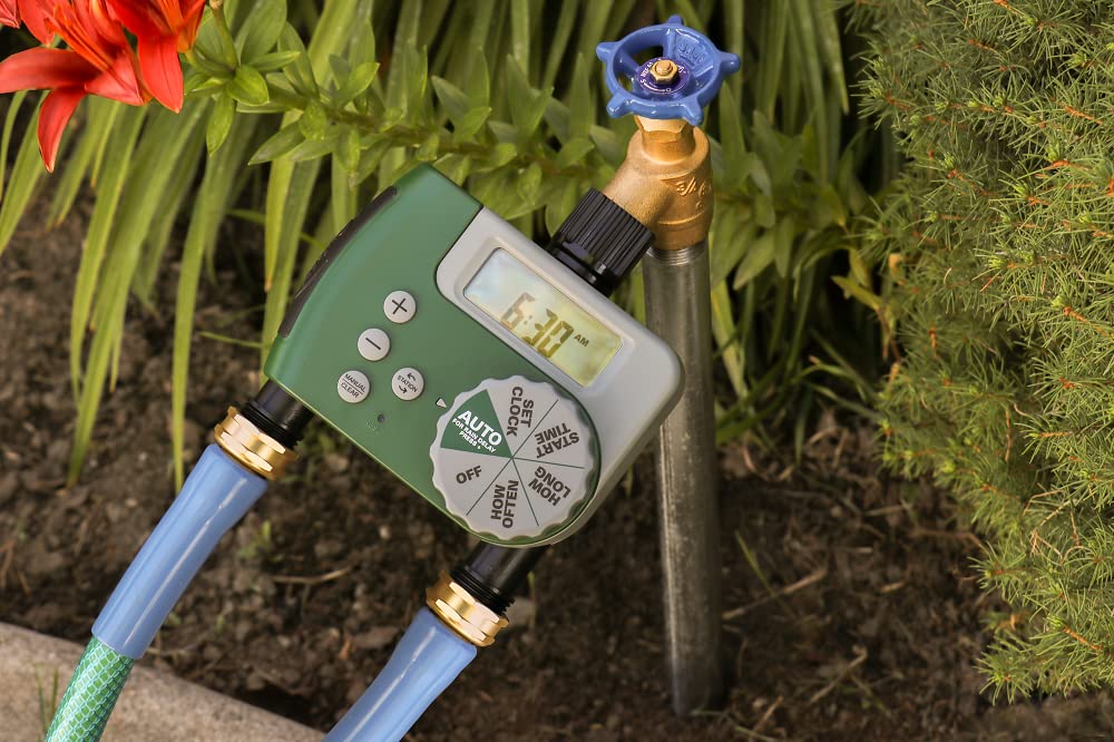 Automatic Digital Garden Irrigation Timer - Eco Series 2 Port Watering System Controller for Lawn, Flower Beds & Vegetable Gardens | Outdoor Use