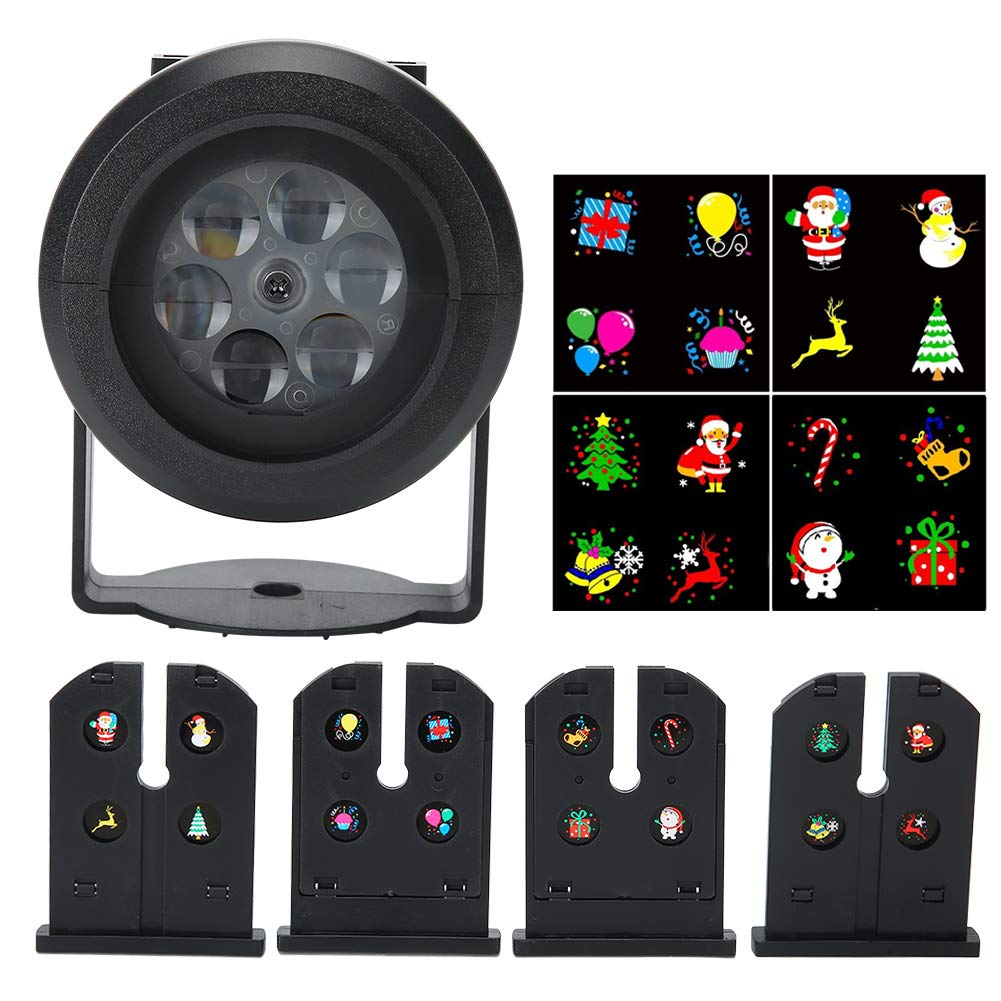 CHICIRIS Christmas LED Light Projector - 4 Rotating Pattern Slides for Indoor Holiday Decor | Energy Efficient Projection Lamp for Christmas, Halloween, Birthday Parties & Home Decoration | Perfect for Living Room, Bedroom, Yard & Party Decorations