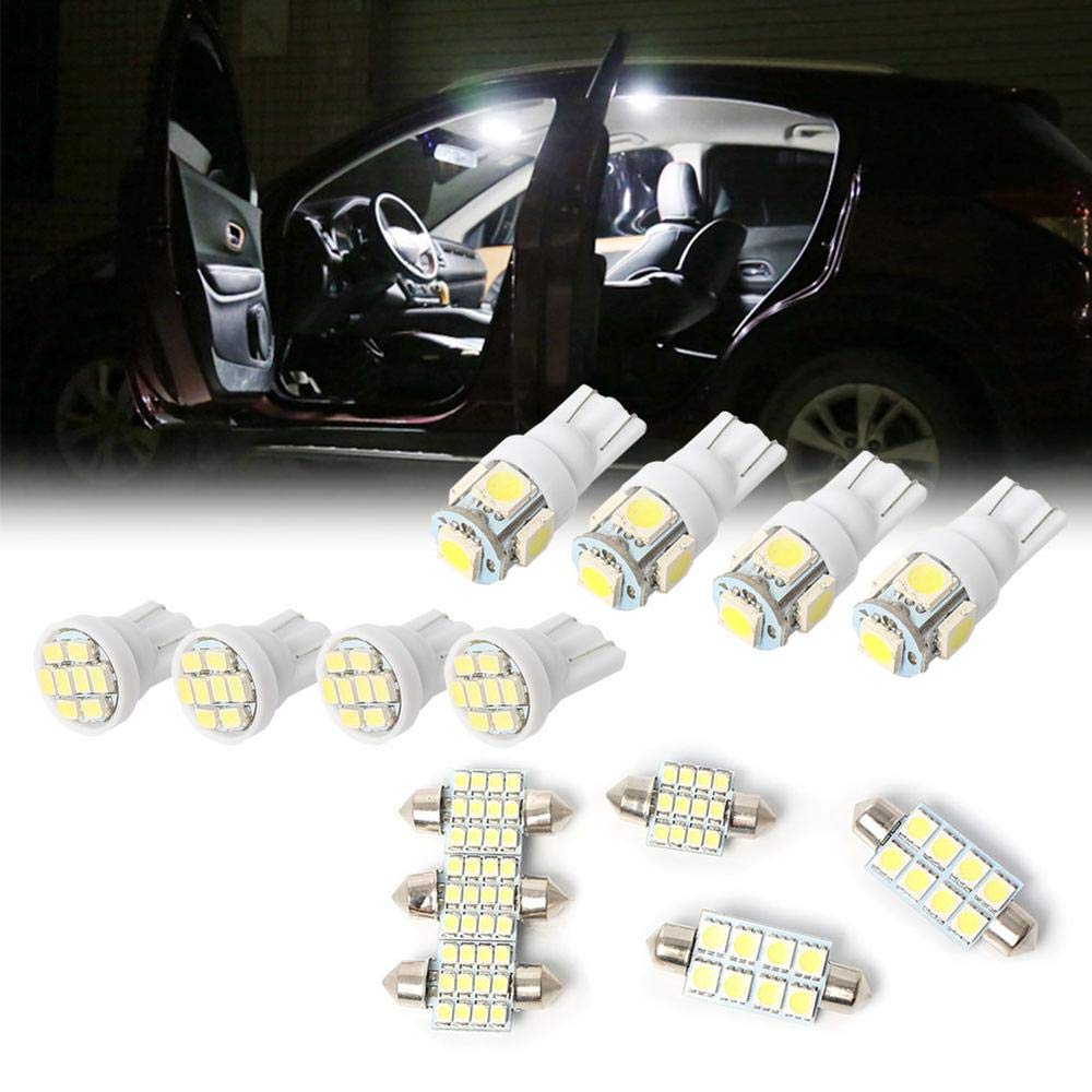 Three T 14pcs T10 LED Lights Bulbs for Car Interior - Super Bright Xenon White Dome Map Door Welcome Courtesy License Plate Trunk Lights Lamps - Perfect for Night Driving, Camping & Vehicle Customization