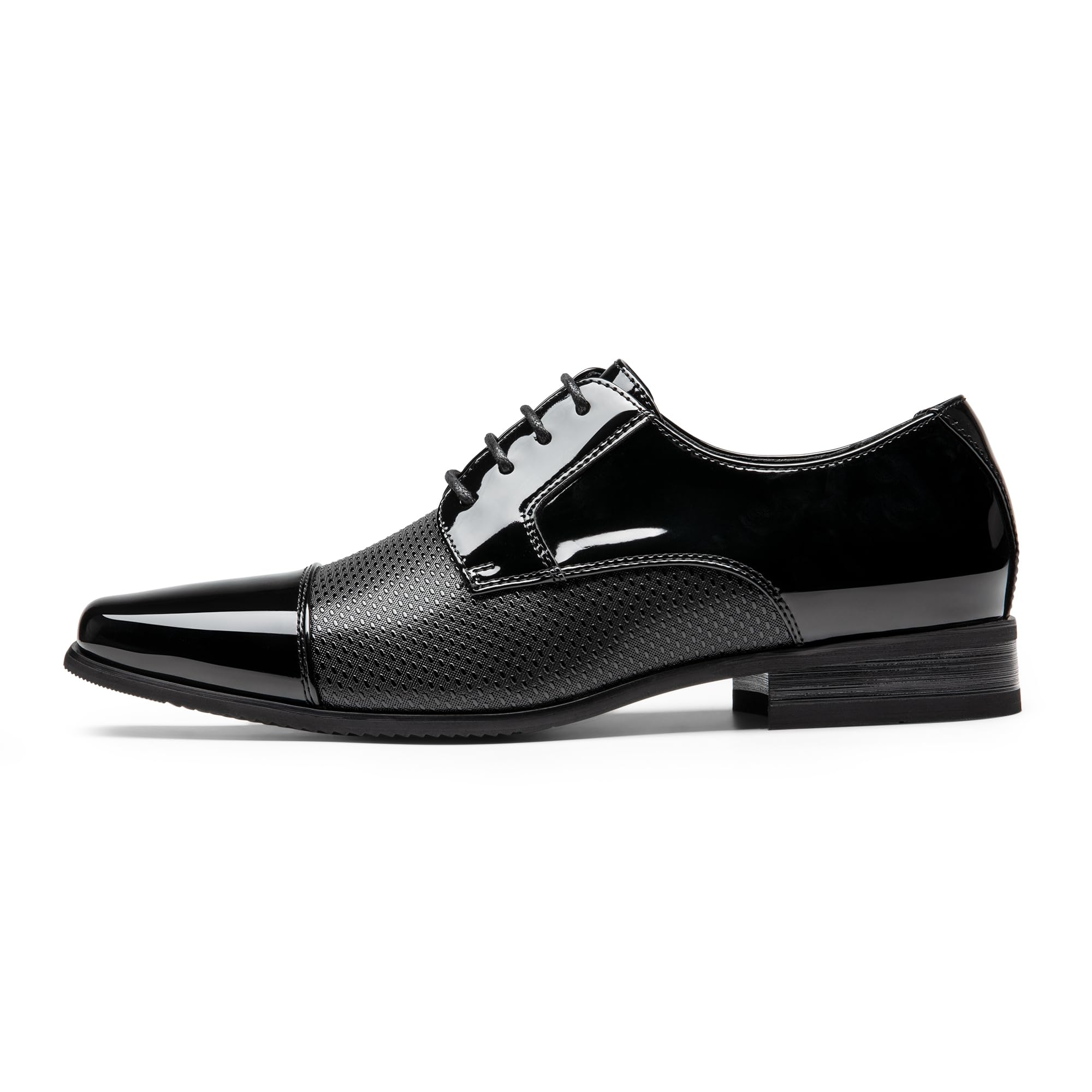 Bruno Marc Men's Patent Leather Tuxedo Dress Shoes - Classic Lace-up Formal Oxfords for Weddings, Prom & Business Events - Shiny Black Evening Shoes for Groom, Party & Special Occasions