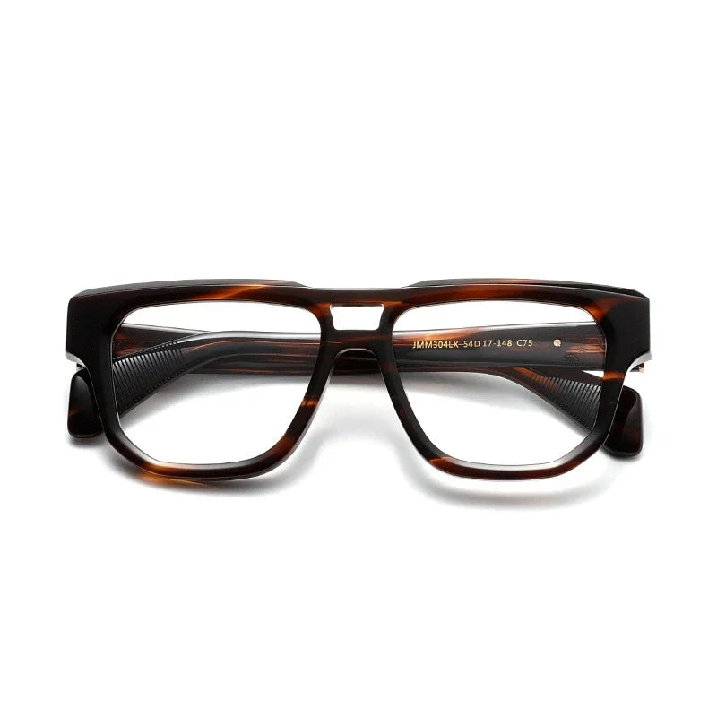 Stylish Aror Men's Full Rim Square Double Bridge Acetate Eyeglasses Frame 49304 - Perfect for Office, Reading & Everyday Wear