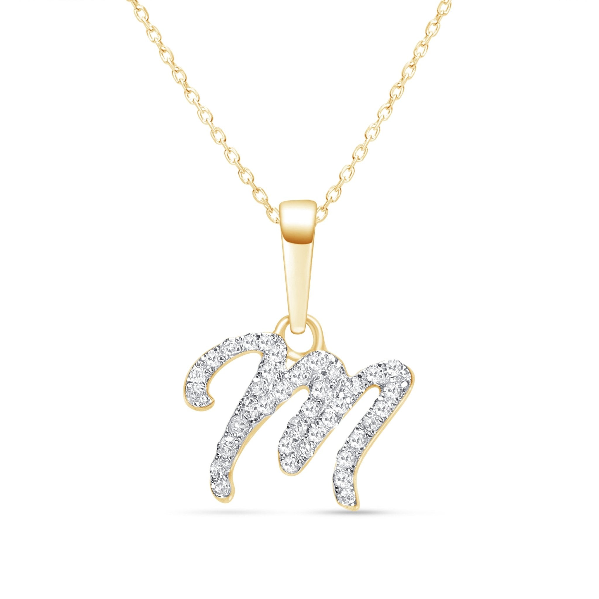14K Yellow Gold Cursive Diamond Initial Necklace - Personalized Name Pendant for Women, Gift for Her | Birthday, Anniversary, Valentine's Day Jewelry