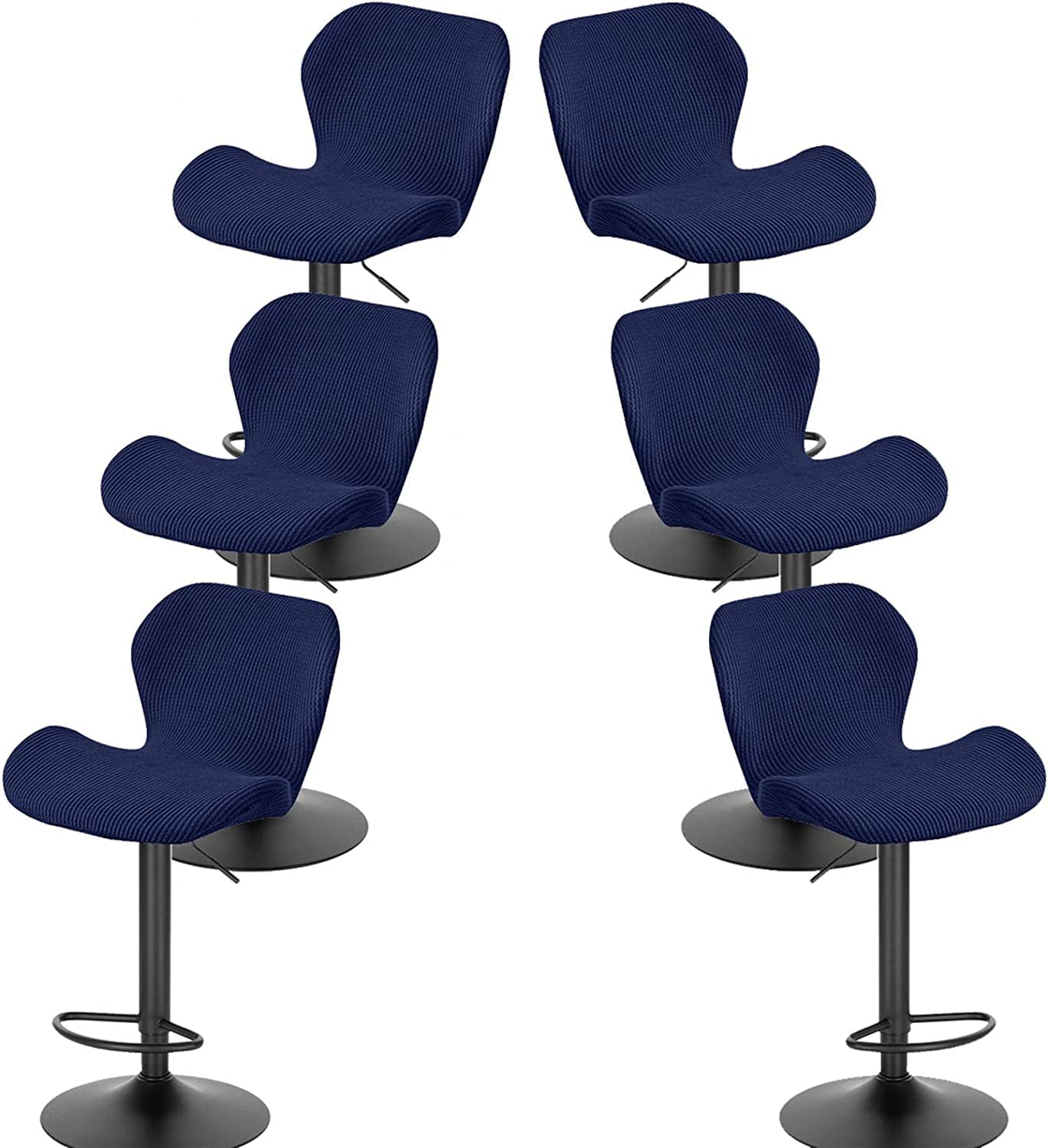Modern Stretch Slipcovers for Bar Stools - 6PCS Curved Backrest Covers for Swivel Kitchen & Counter Chairs, Breathable Fabric for Dining & Breakfast Bar Stools (Color: H) - Perfect for Home Kitchen, Cafe & Restaurant Seating