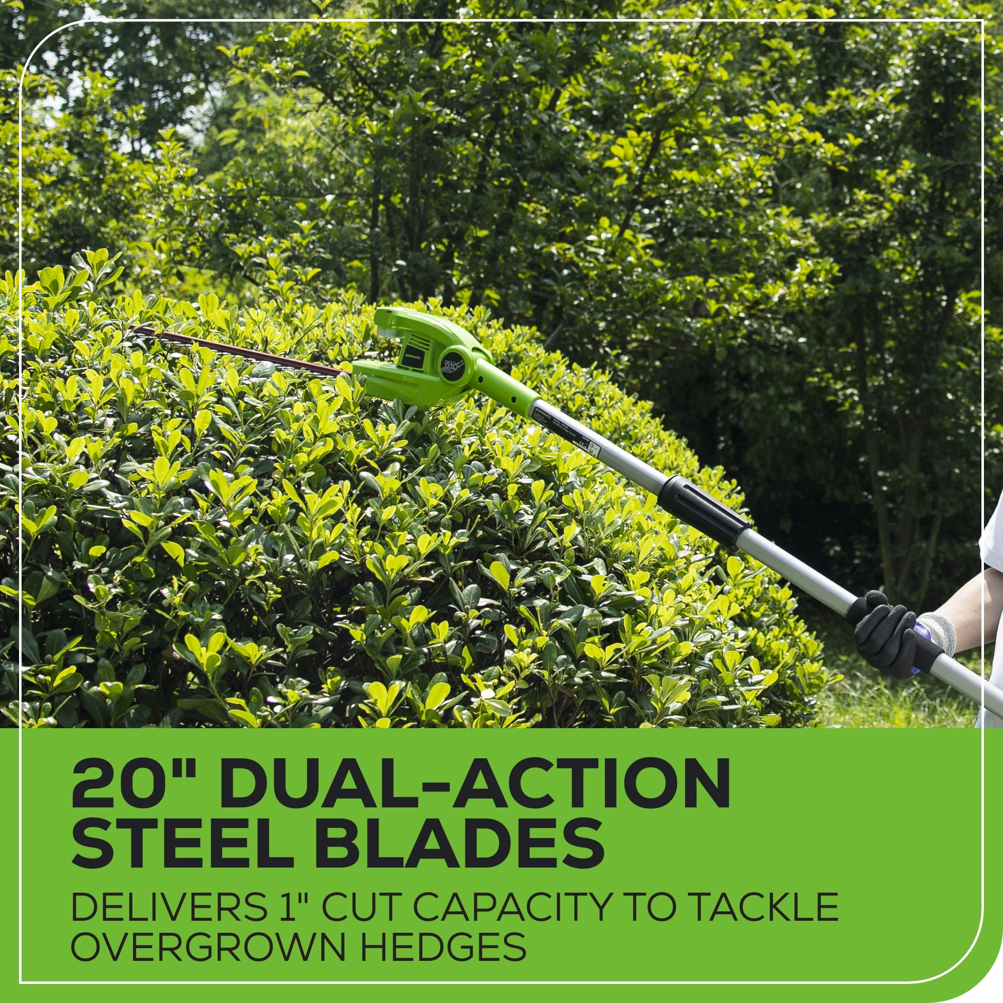 40V 20-Inch Cordless Battery Pole Hedge Trimmer (Tool Only) - Perfect for Landscaping, Tree Trimming & Garden Maintenance