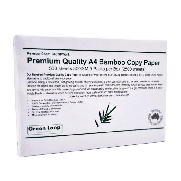 Premium A4 Bamboo Copy Paper - 500 Sheets, 80 GSM, Eco-Friendly & Sustainable - Perfect for Office Printing, School Projects, and Home Use