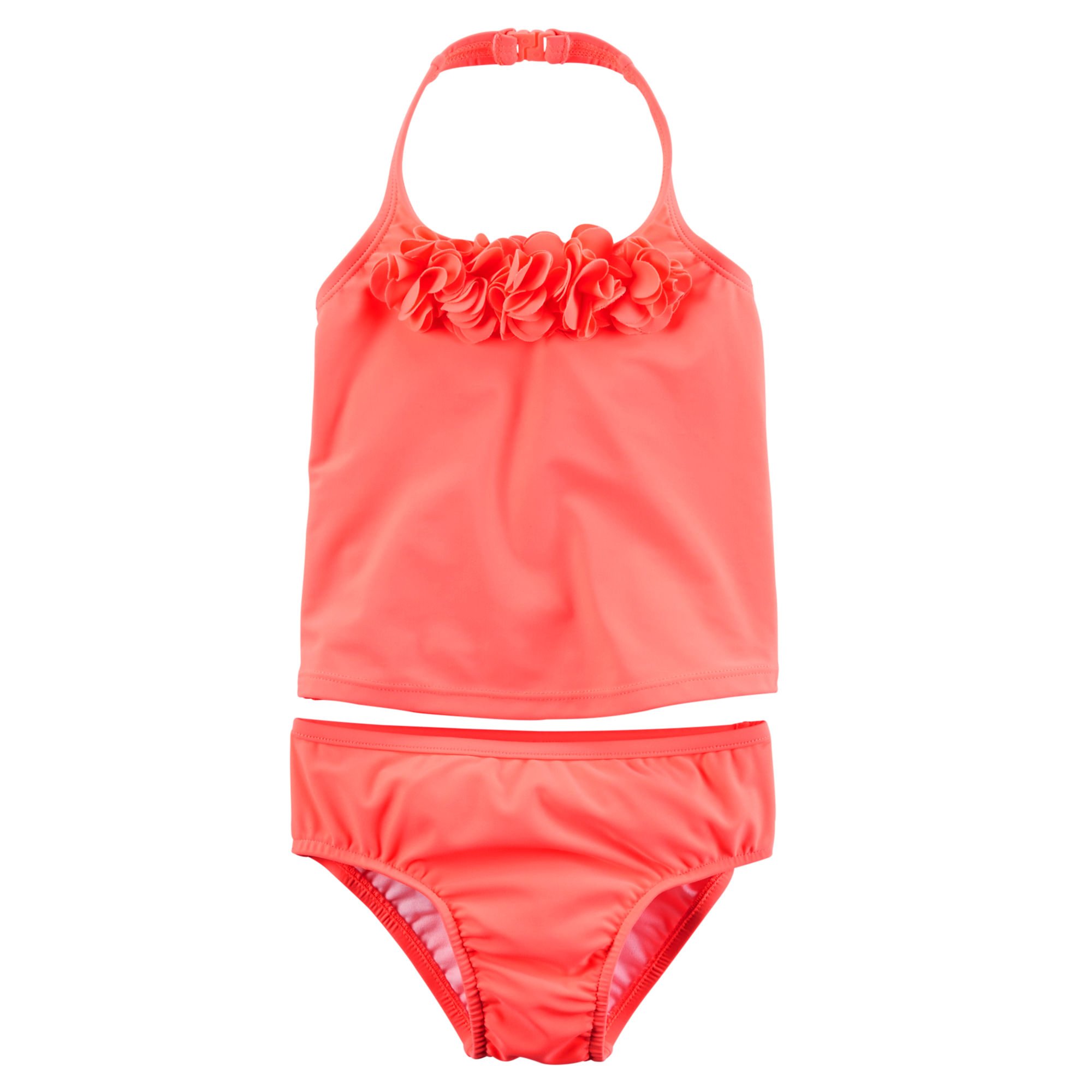 Carters Baby Girls Rosette Tankini Swimsuit Set - 18 Months Coral Pink | Two-Piece Bathing Suit for Toddler Beach & Pool Play