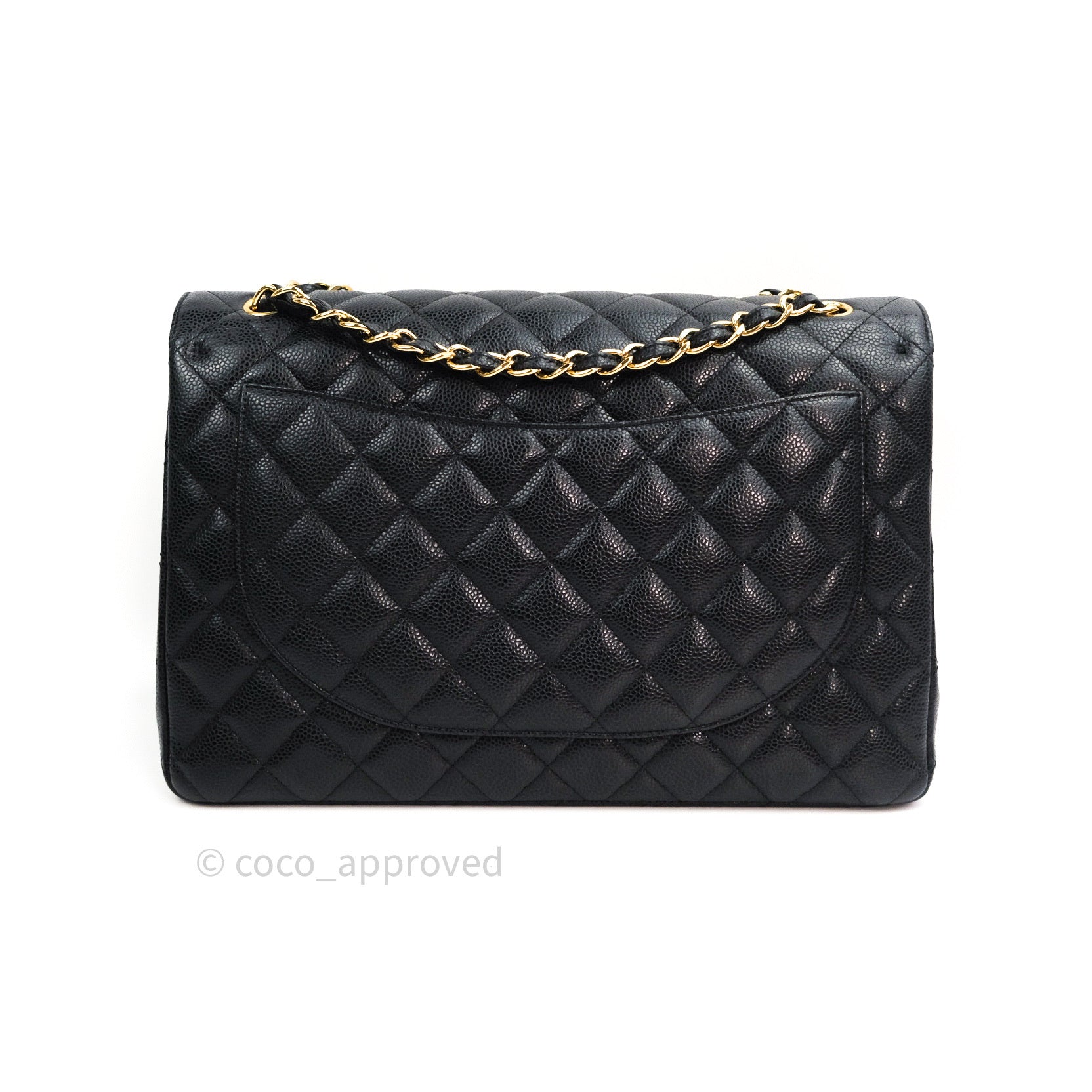 Chanel Classic Double Flap Maxi Bag in Black Caviar Leather with Gold Hardware - Luxury Handbag for Women, Perfect for Evening Events & Special Occasions