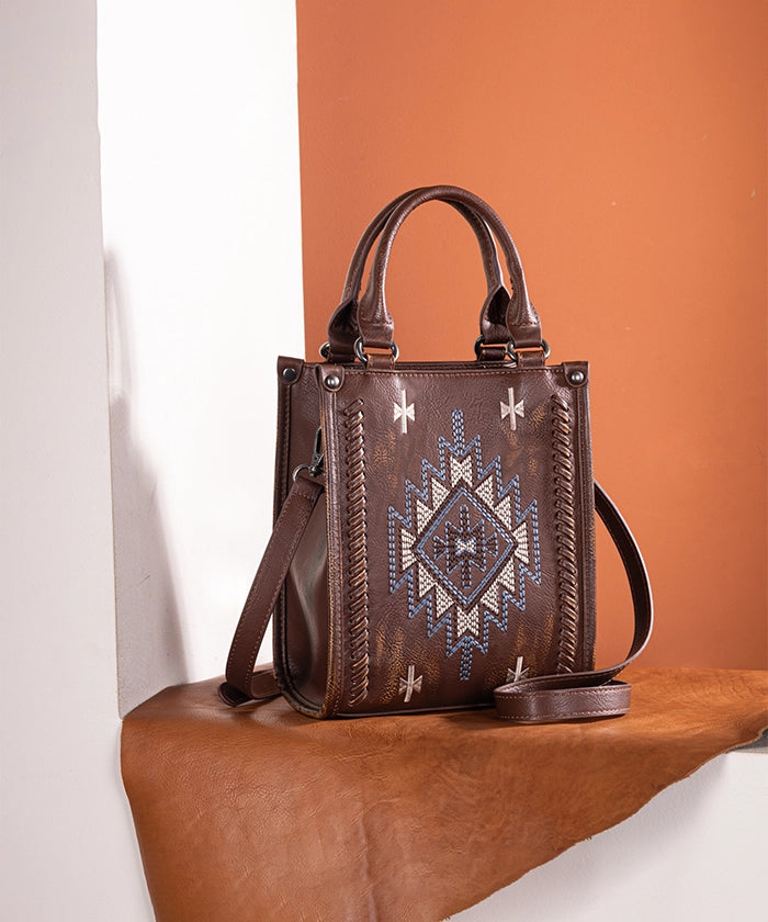 Montana West Aztec Embroidered Mini Crossbody Purse for Women - Stylish Boho Handbag with Adjustable Strap, Perfect for Travel, Shopping & Daily Use