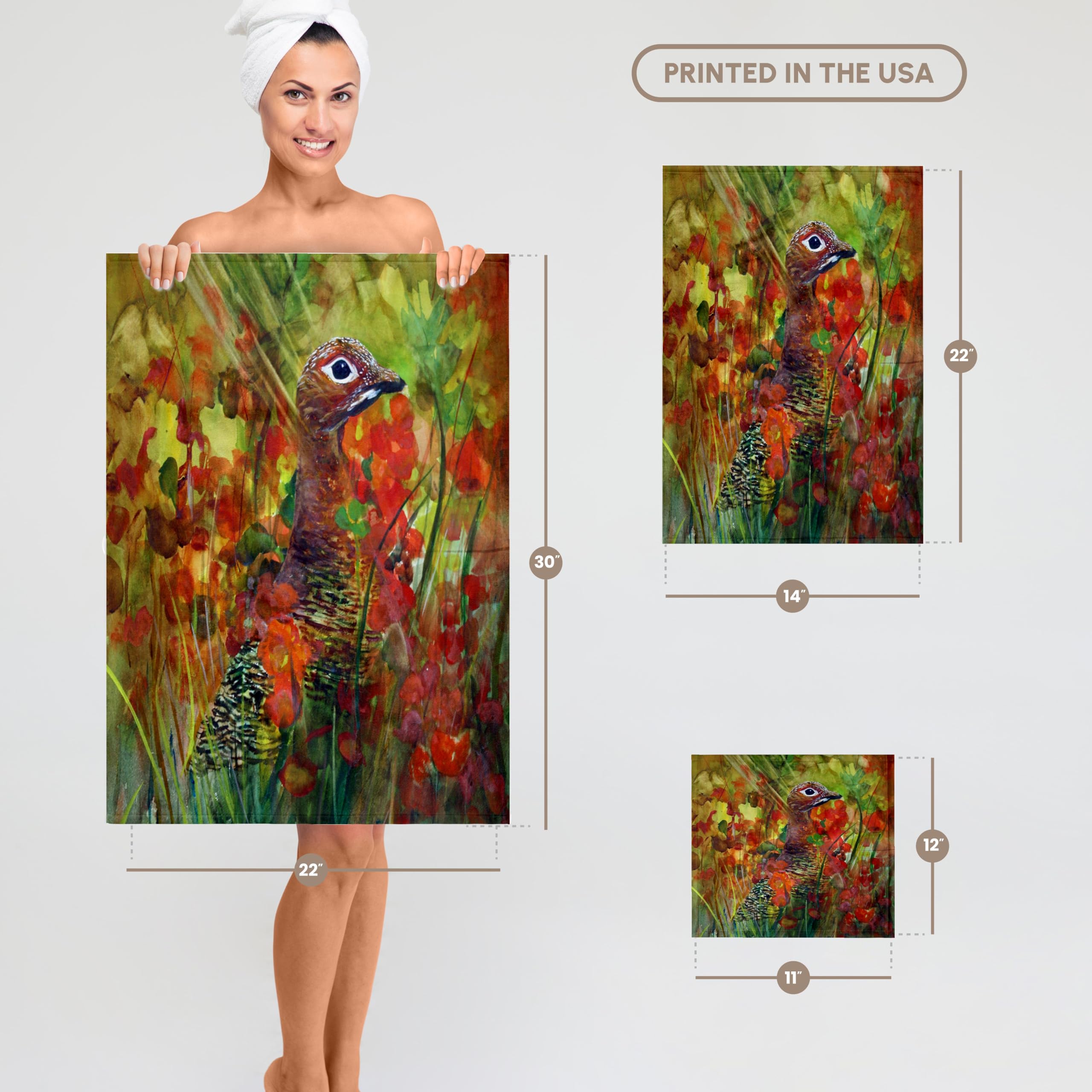 3D Rose Watercolor Grouse Hiding in Grass - 15