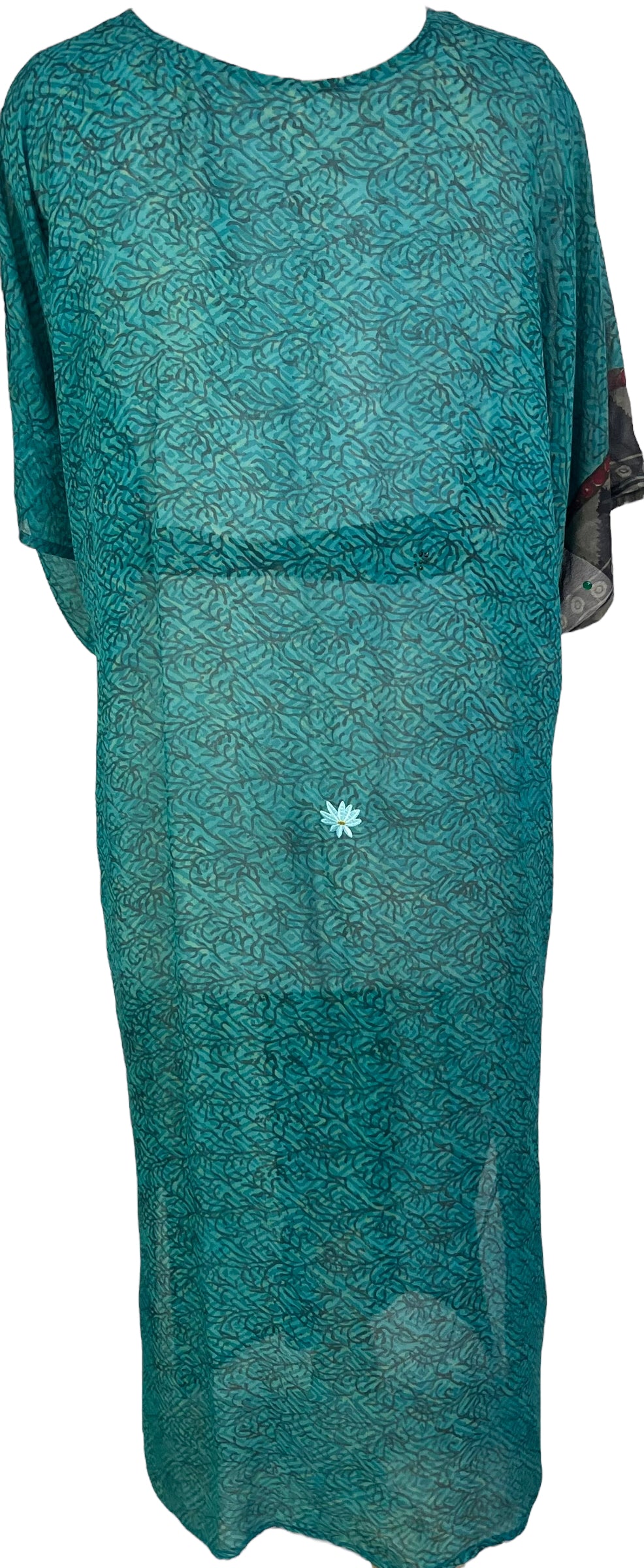 PRG6378 Sheer Avatar Long Pure Silk Kimono Sleeve Duster with Belt - Elegant Loungewear for Home, Bridal Robe & Boho Chic Outfit