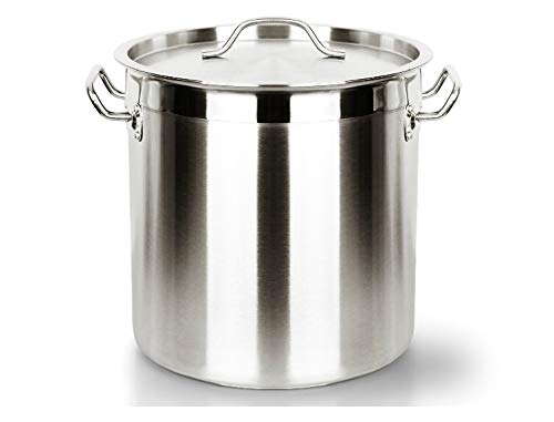 12-170L Stainless Steel Commercial Stock Pot - Heavy Duty Soup Pot for Hotels, Restaurants & Home Use - Large Brine & Broth Cooking Pot for Hot Pot, Stews & Soups (12L, Silver)