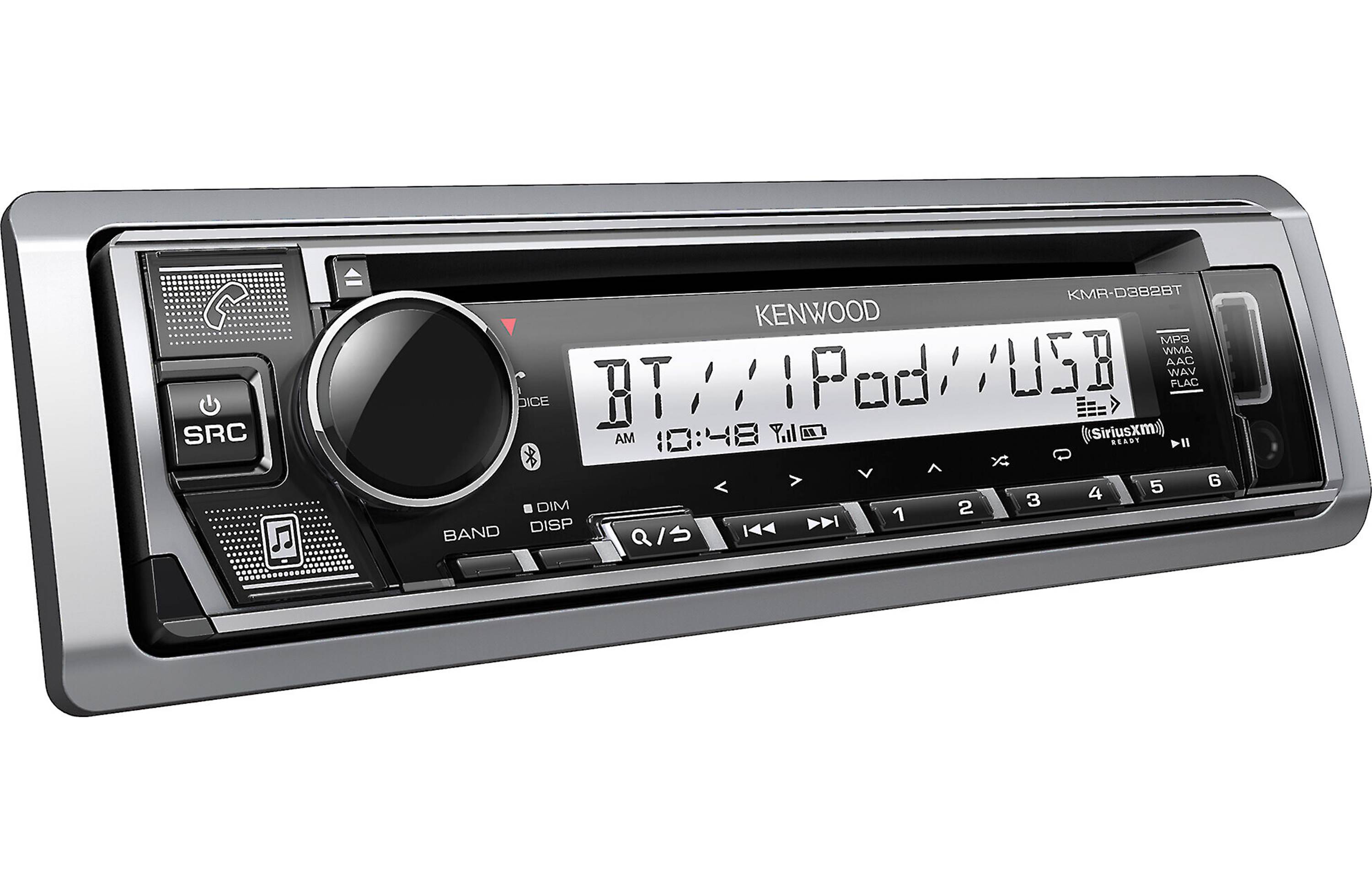 Kenwood KMR D382BT Marine CD Receiver with Bluetooth - Waterproof Boat Stereo System for Boats, Yachts & Marine Vehicles - Perfect for Outdoor Water Sports & Fishing Trips