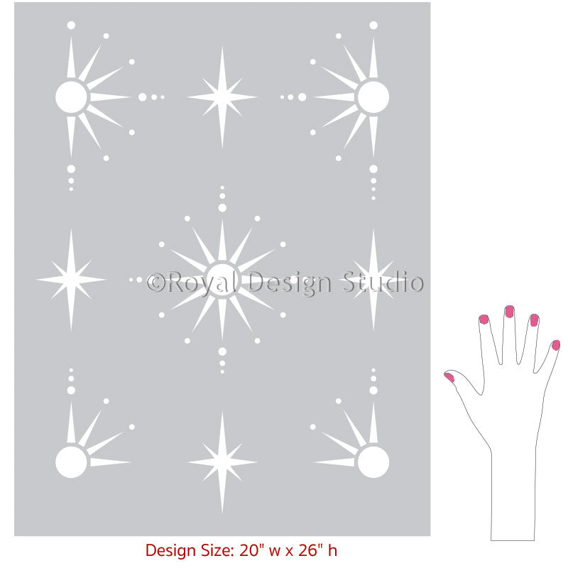Starlight Allover Wall Stencil - Reusable DIY Painting Template for Home Decor, Nursery, Bedroom & Living Room - Perfect for Creating Stunning Celestial Patterns on Walls and Ceilings