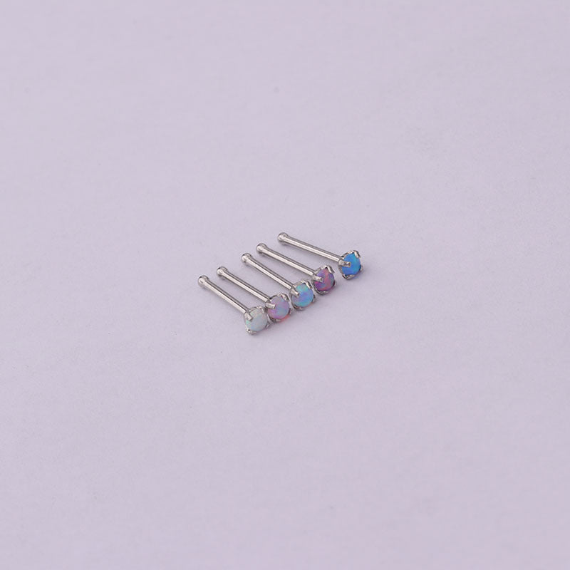 20G Opal Nose Stud Gauge S Bend Nose Ring - Body Jewelry for Women & Men | Perfect for Piercing, Parties & Everyday Wear (HSPJ612)