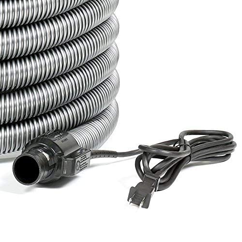 Ultra Clean Universal Central Vacuum Electric Powerhead Kit with 30ft Hose & Deluxe Attachments (Pigtail, Black) - Perfect for Whole House Cleaning, Pet Hair Removal, and Hard Floor Maintenance