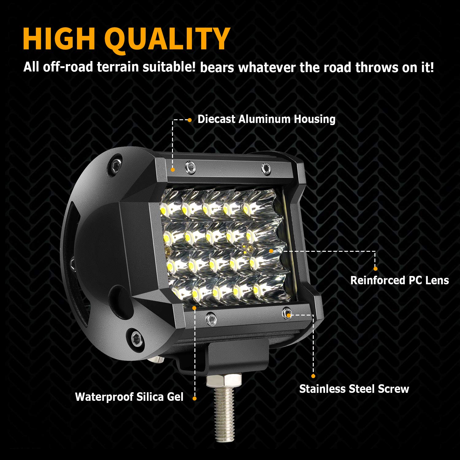 72W Turbo SII 4 Inch LED Pod Lights - Waterproof Spot Beam Fog Lights with Wiring Harness for Trucks, ATVs, UTVs, SUVs & Boats (4-Pack) - Perfect for Off-Roading, Night Driving & Marine Applications