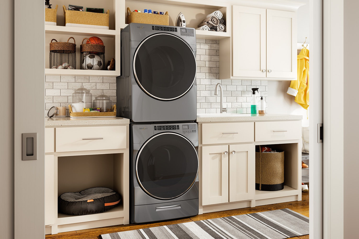 Whirlpool WFW8620HC 5.8 cu ft Front Load Washer & YWED8620HC 7.4 cu ft Electric Dryer Set - Chrome Shadow - Laundry Room Appliances for Home & Apartment