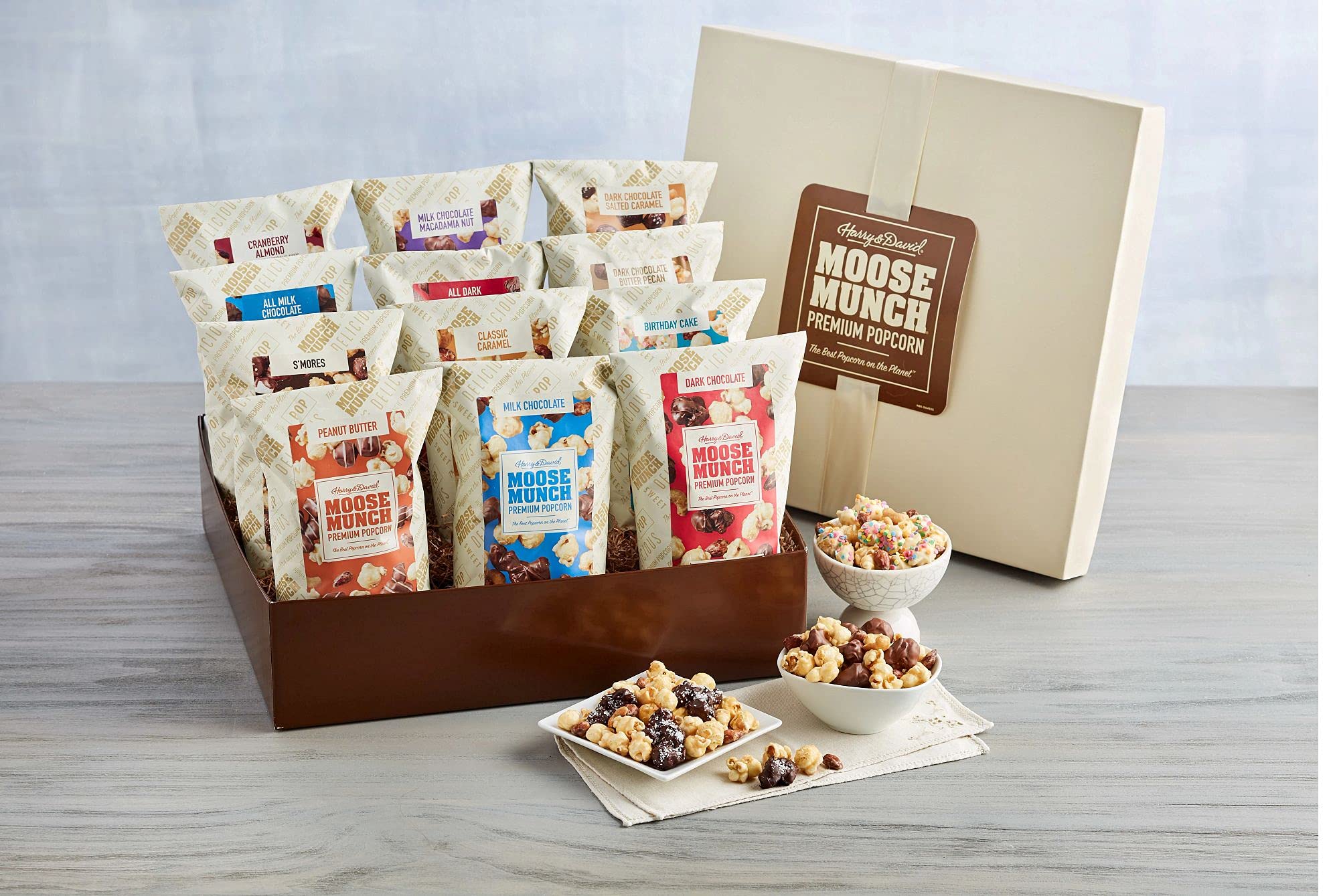 Harry & David Moose Munch Premium Gourmet Popcorn Gift Box - Sweet & Salty Caramel Popcorn Snack for Movie Nights, Holidays & Corporate Gifting