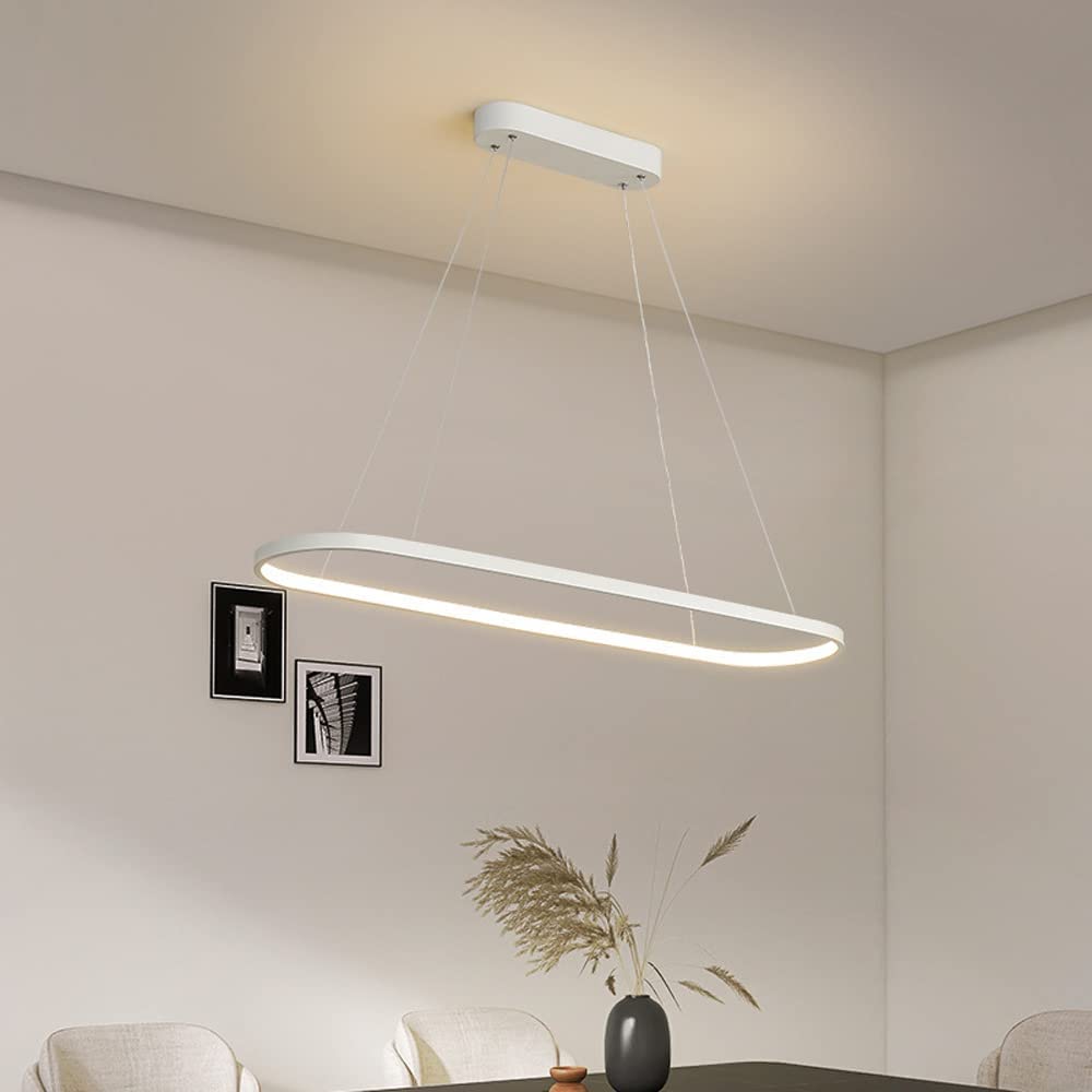 Modern LED Strip Pendant Light Fixture - Dimmable Adjustable Hanging Chandelier for Kitchen Island, Dining Room, Bedroom & Office | Energy-Efficient Ceiling Lighting for Home & Commercial Spaces