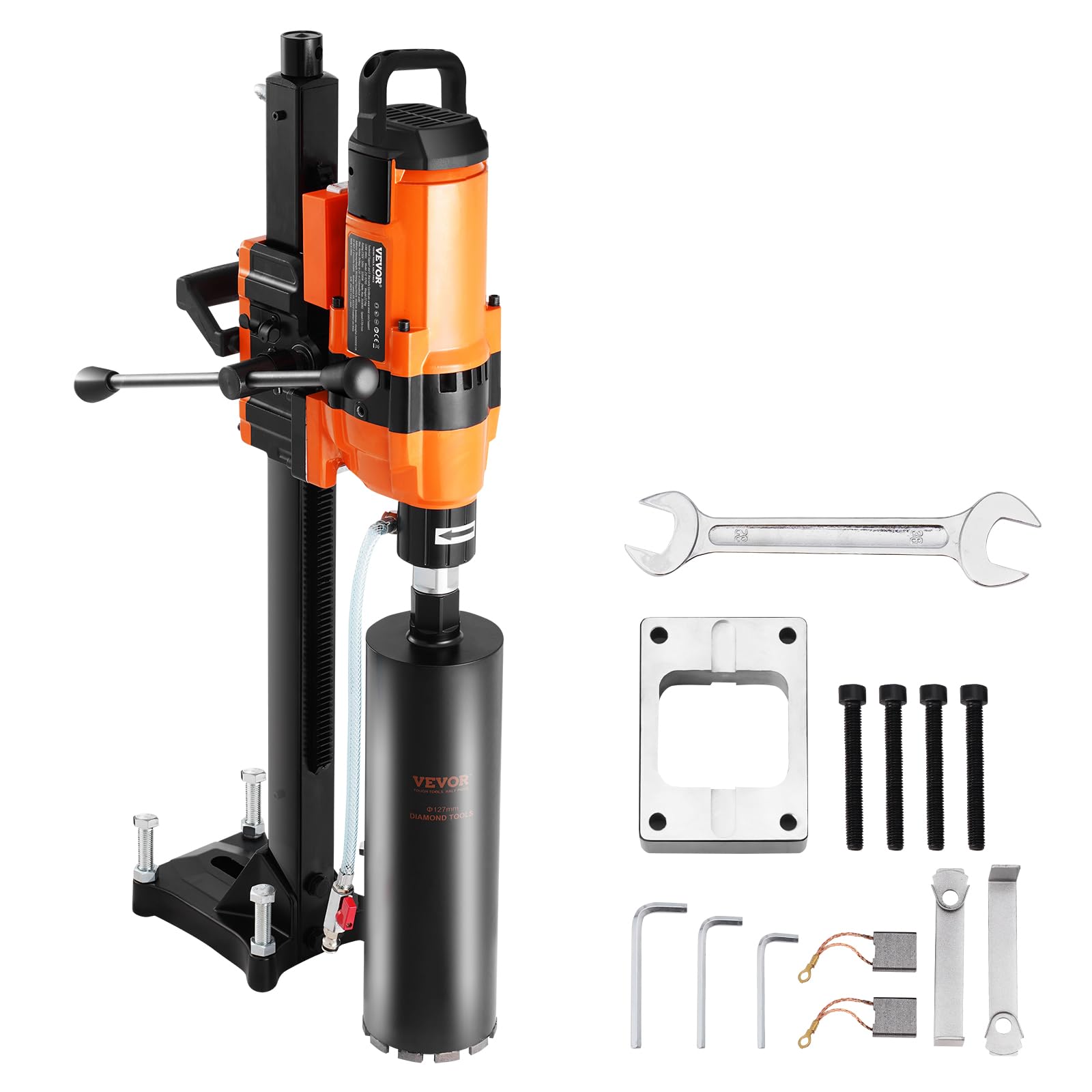 VEVOR 3500W Diamond Core Drill Machine with Stand - 0.8-11.8 Inch Drilling Diameter for Concrete, Brick, Marble - Wet & Dry Use Heavy Duty Core Drill Rig - Perfect for Construction, Masonry Work and DIY Home Improvement Projects