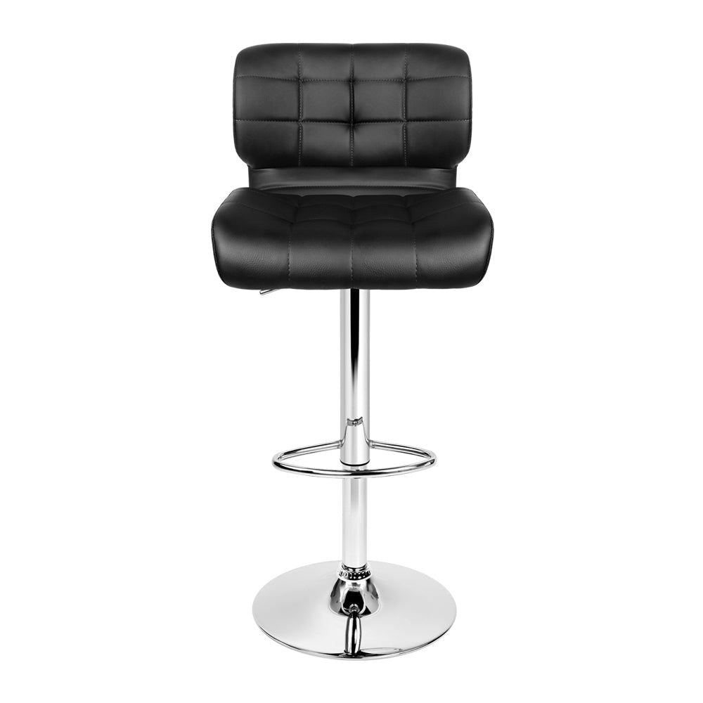 Adjustable Height Bar Stools with Gas Lift Mechanism - Black Leather Padded Counter Stools for Kitchen Island, Breakfast Bar & Home Decor