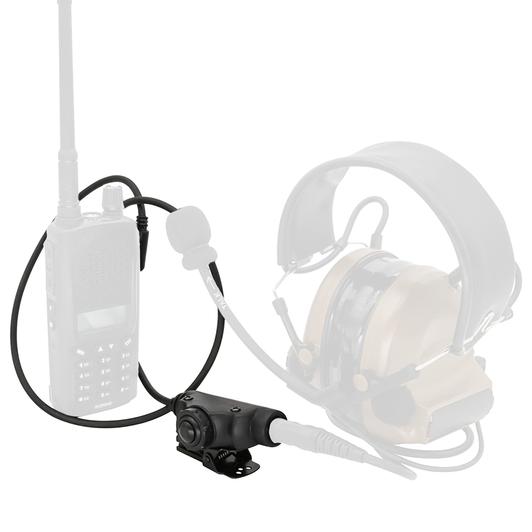 HEARFALCOM Tactical Headset Adapter U94 V2 PTT Push to Talk Communication Device with Standard 7.00mm Jack - Compatible with Kenwood Radios & Civilian Tactical Headsets (Black) - Ideal for Military Training, Airsoft Games & Outdoor Adventures