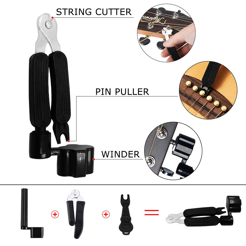 Premium 58-Piece Guitar Accessories Kit - Acoustic Strings, Tuner, Capo, 3-in-1 Restring Tool, Picks, Pick Holder, Bridge Pins, Nuts & Saddles, Finger Protector & Chord Chart | Complete Maintenance & Playing Solution for Beginners & Professionals | Perfect for Home Practice, Studio Sessions & Live Performances