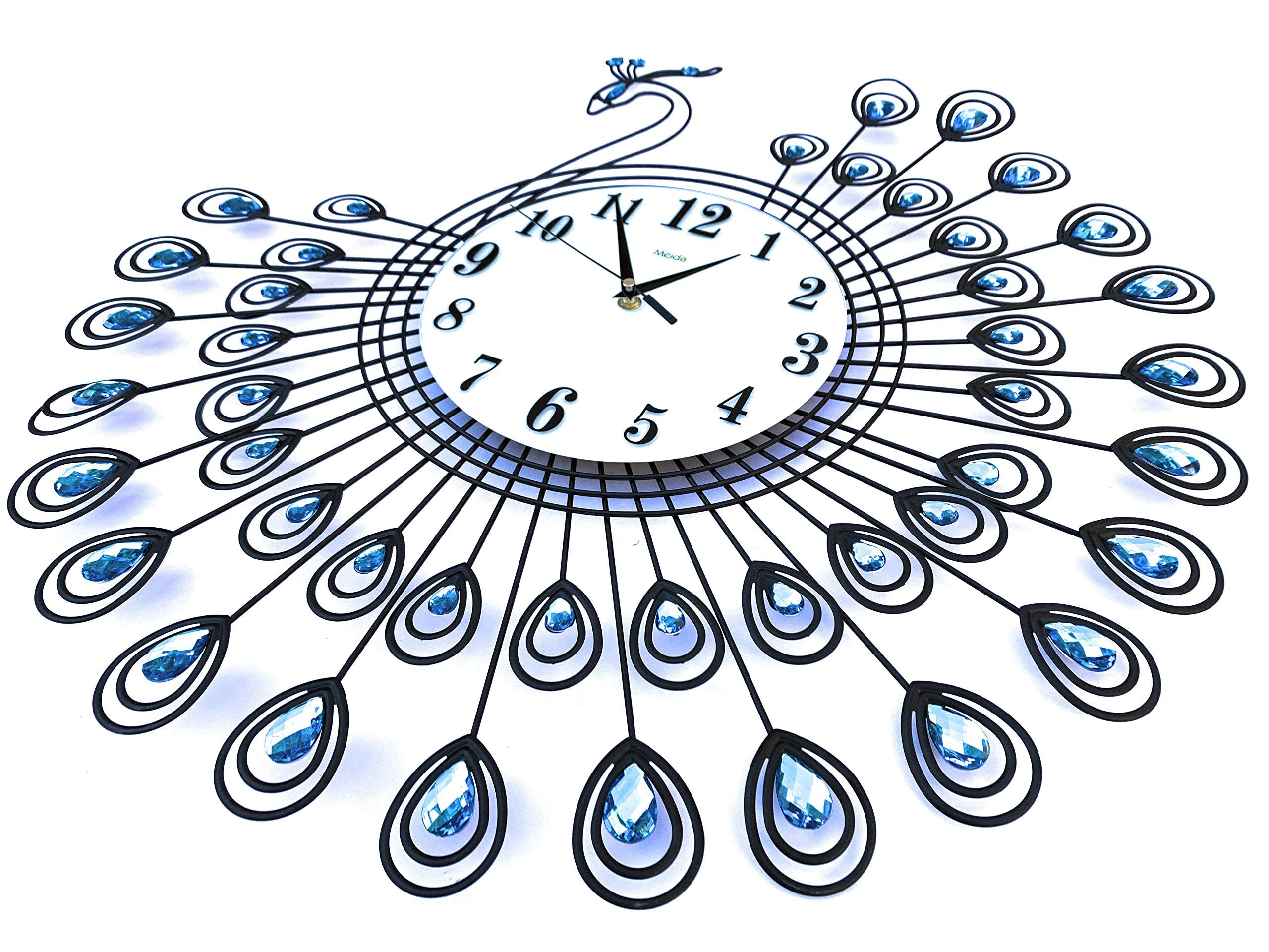 Silent Peacock Wall Clock - Large Digital Display, Battery Operated, Modern Decor for Living Room, Bedroom, Kitchen & Bathroom | Perfect for Home, Office & Gifts