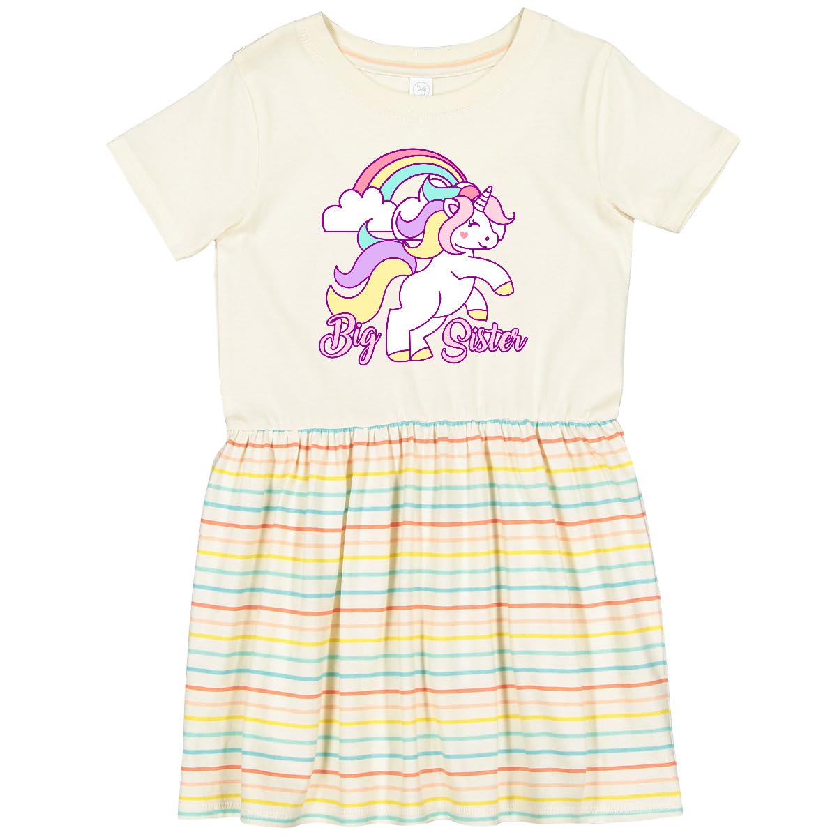 Inktastic Big Sister Unicorn Toddler Dress - Cute & Comfortable Baby Girl Outfit for Birthday, Photo Shoots & Special Occasions
