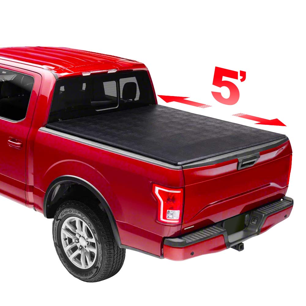 Veizn 5-Foot Soft Tri-Fold Tonneau Cover for 2006-2016 Ford F-150 Truck Bed | Waterproof & Durable Pickup Bed Cover | Perfect for Camping, Hauling & Outdoor Adventures
