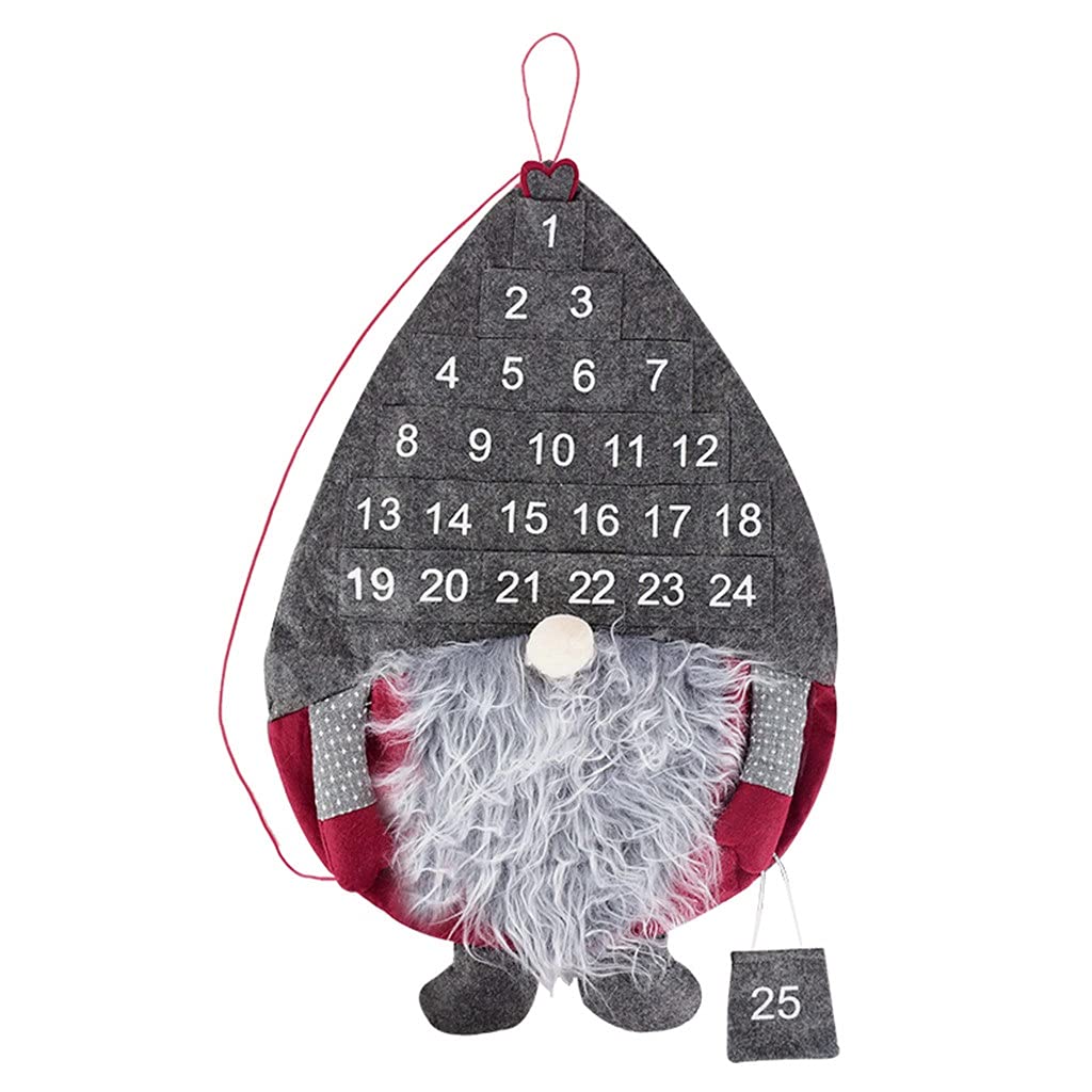 GANFANREN Christmas Advent Calendar - 24 Days Countdown Timer Wall Hanging with Non-Woven Fabric Gnome Design - Perfect for Kids Room Decor, Holiday Party & Xmas Gift (Color B, Size as Shown) - Great for Home, Office & Classroom Christmas Decoration