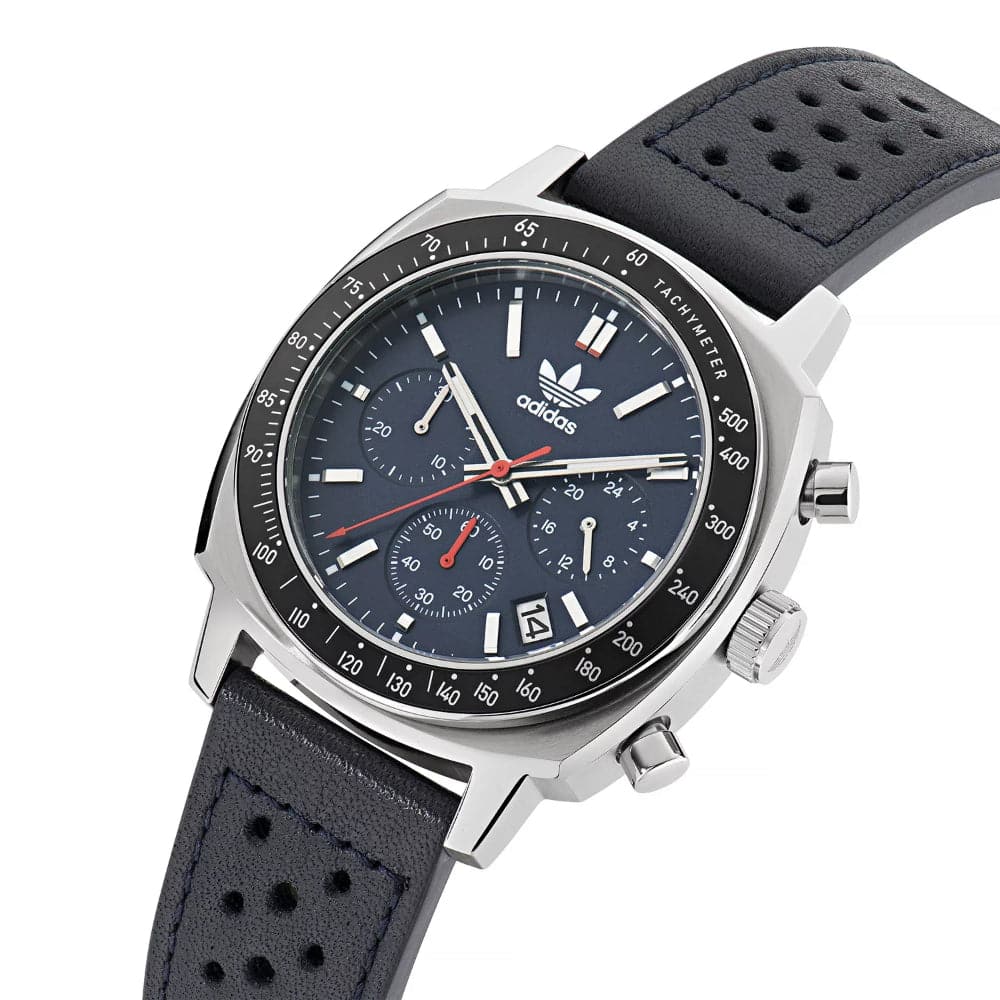 Adidas Originals Chronograph Blue Leather Strap Men's Watch AOFH23577 - Stylish Casual & Sporty Timepiece for Everyday Wear, Work & Outdoor Activities
