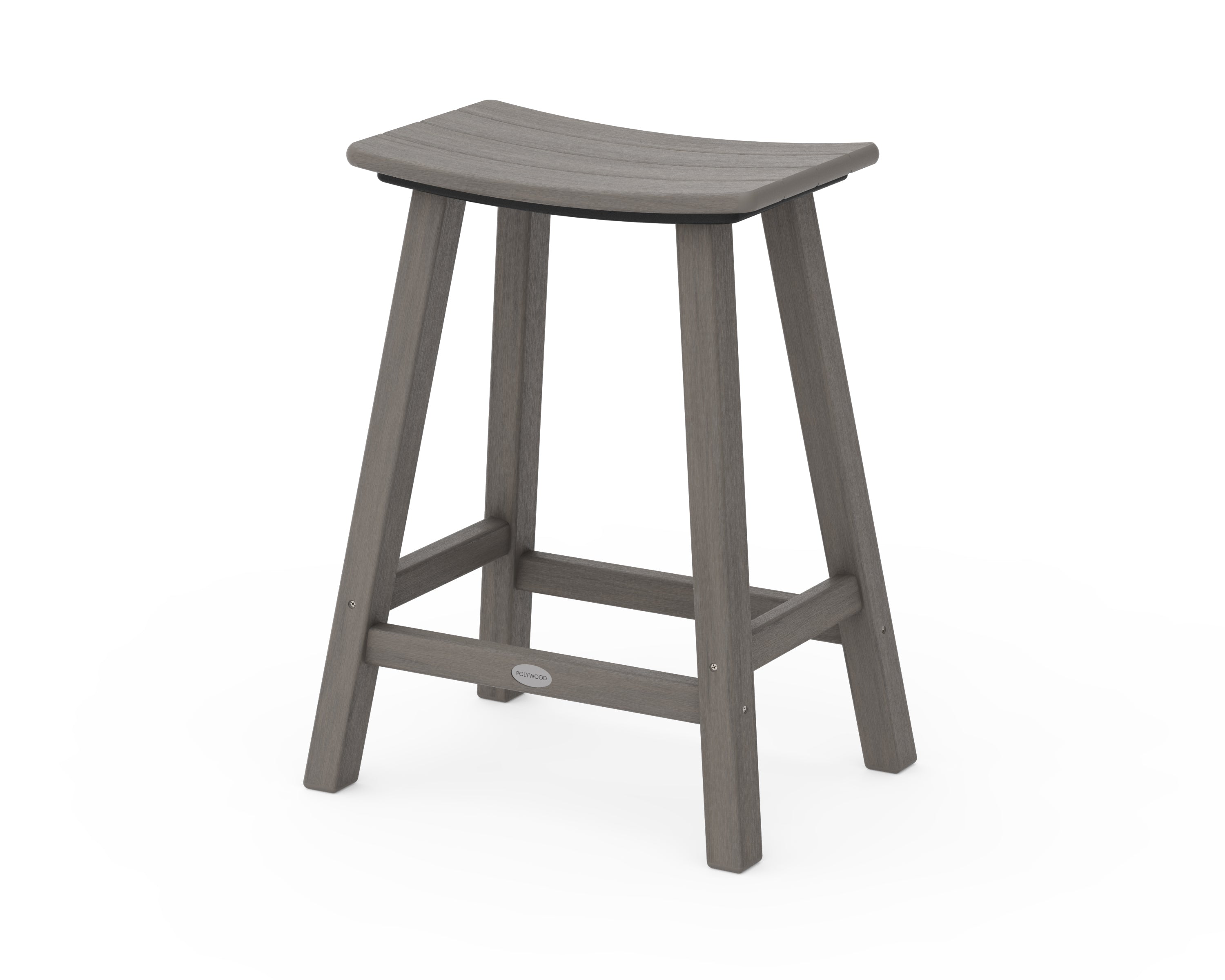 POLYWOOD Traditional 24-Inch Saddle Bar Stool - Durable Outdoor & Indoor Bar Stool for Patio, Deck, Kitchen Counter, and Home Bar Use